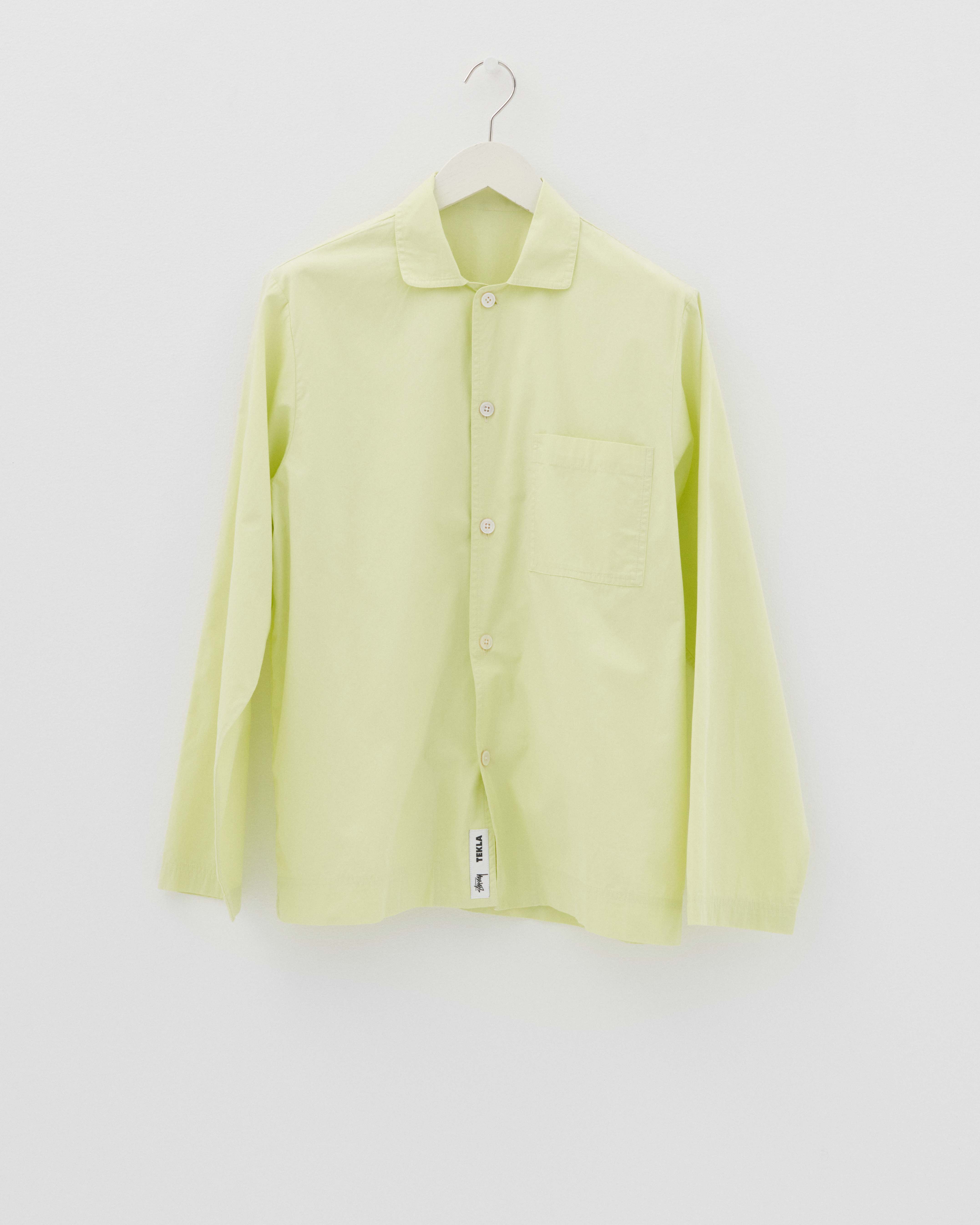 Poplin pyjamas – long-sleeved shirt – Lime | Tekla Fabrics