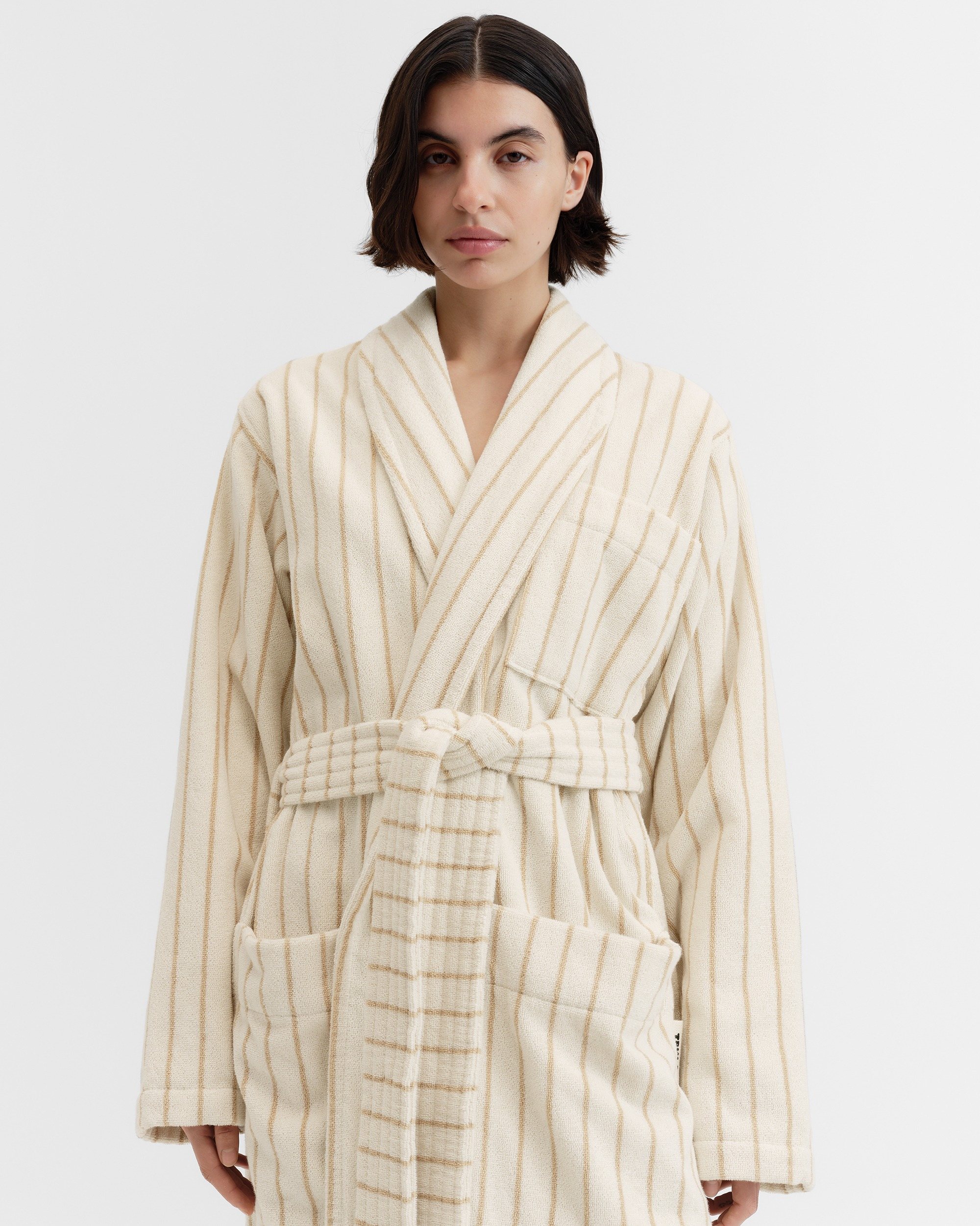 Classic bathrobe – striped – Marseille | Tekla Fabrics