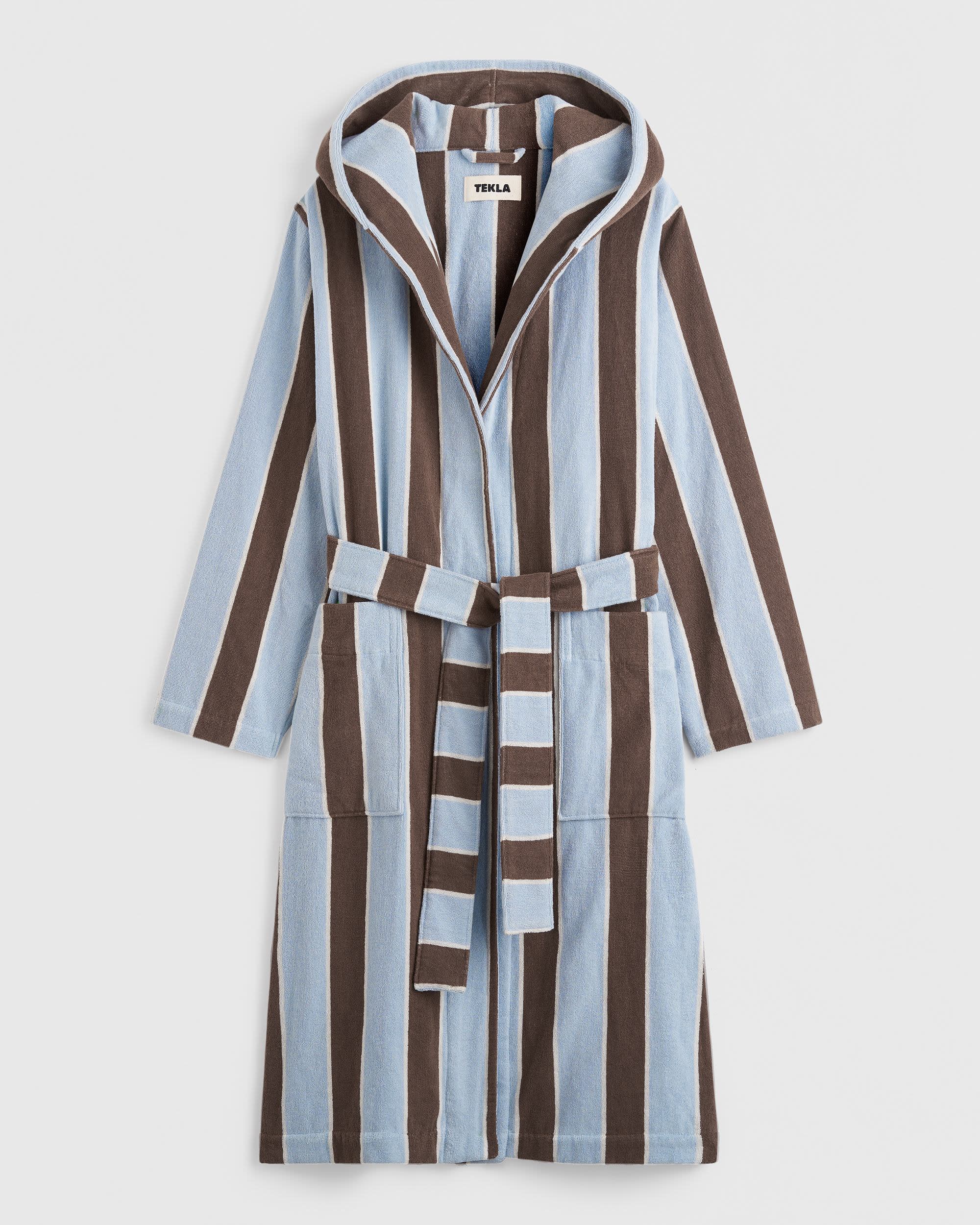 Terry hooded bathrobe