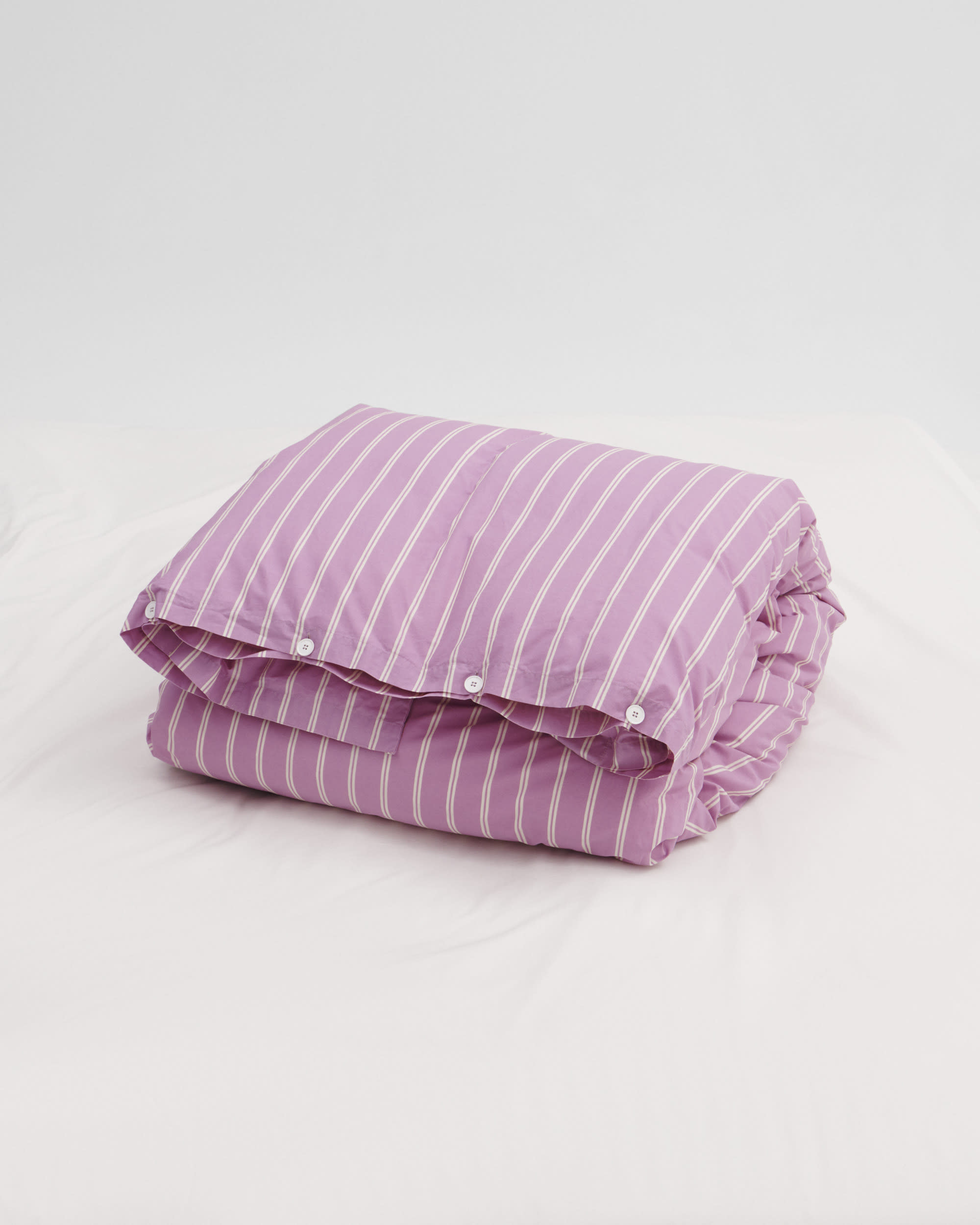 Percale Duvet Cover - Mallow Pink Stripes