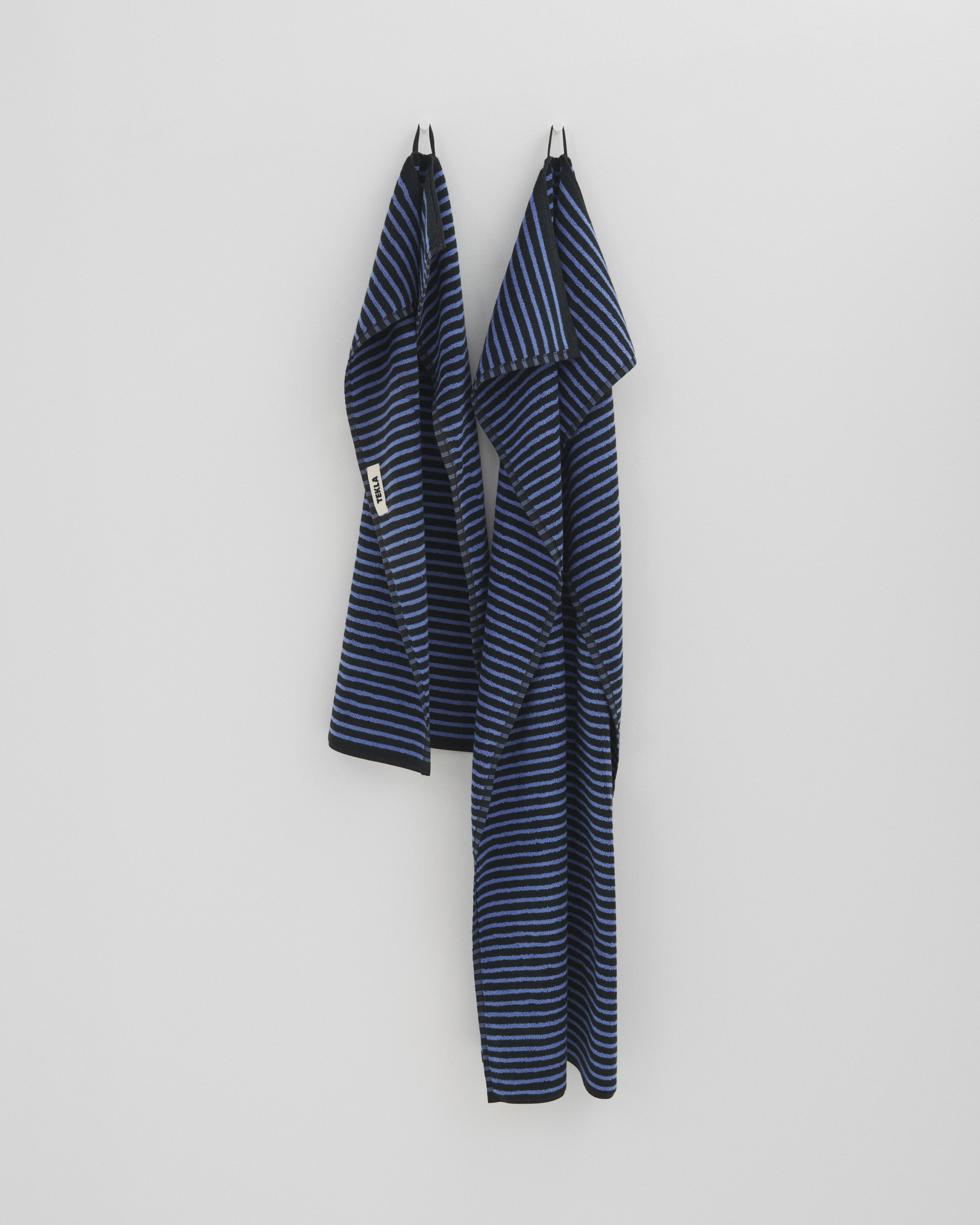 Tekla Black & Blue Stripe Hand Towels