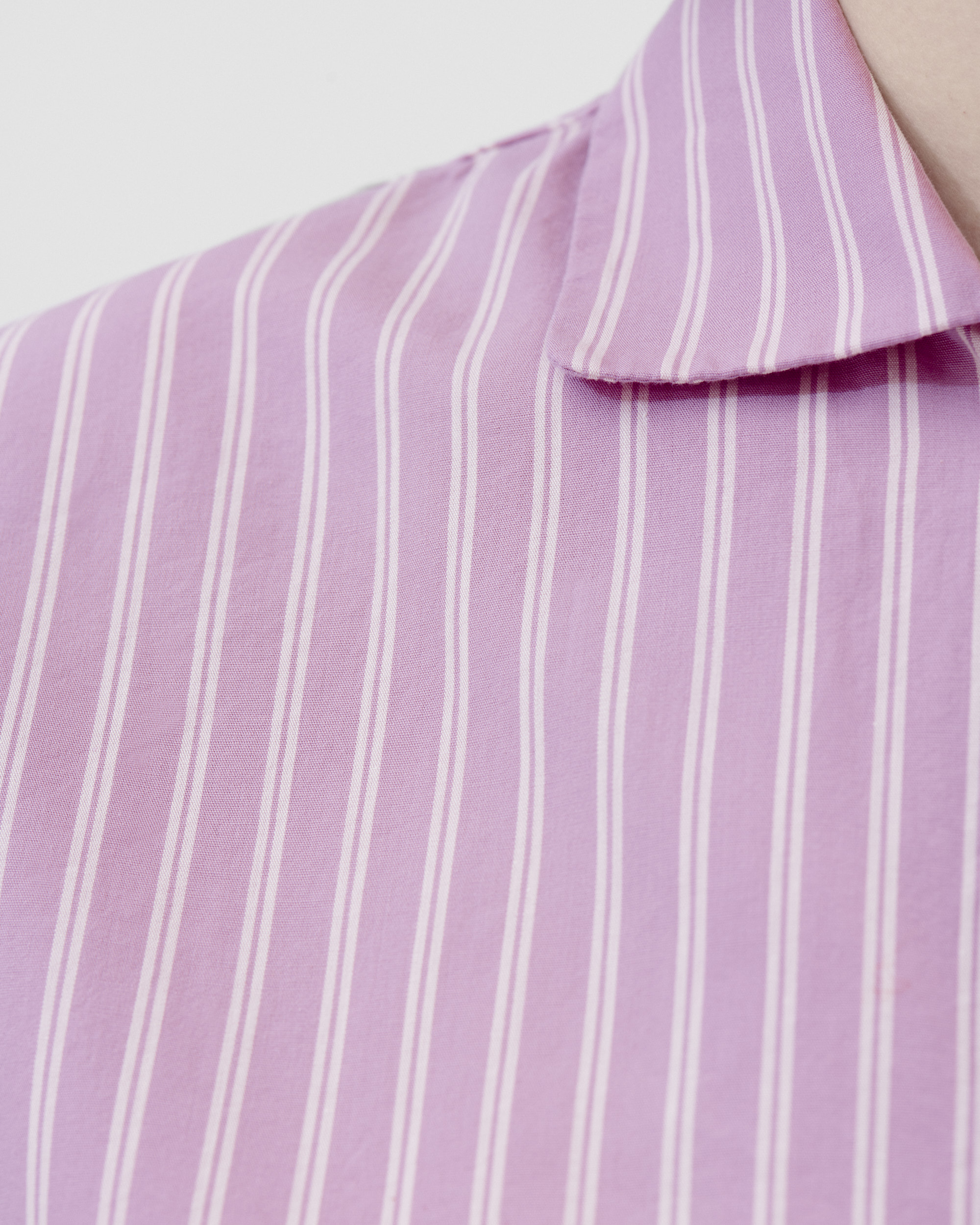 Poplin pyjamas – long-sleeved shirt – Purple Pink Stripes | Tekla Fabrics