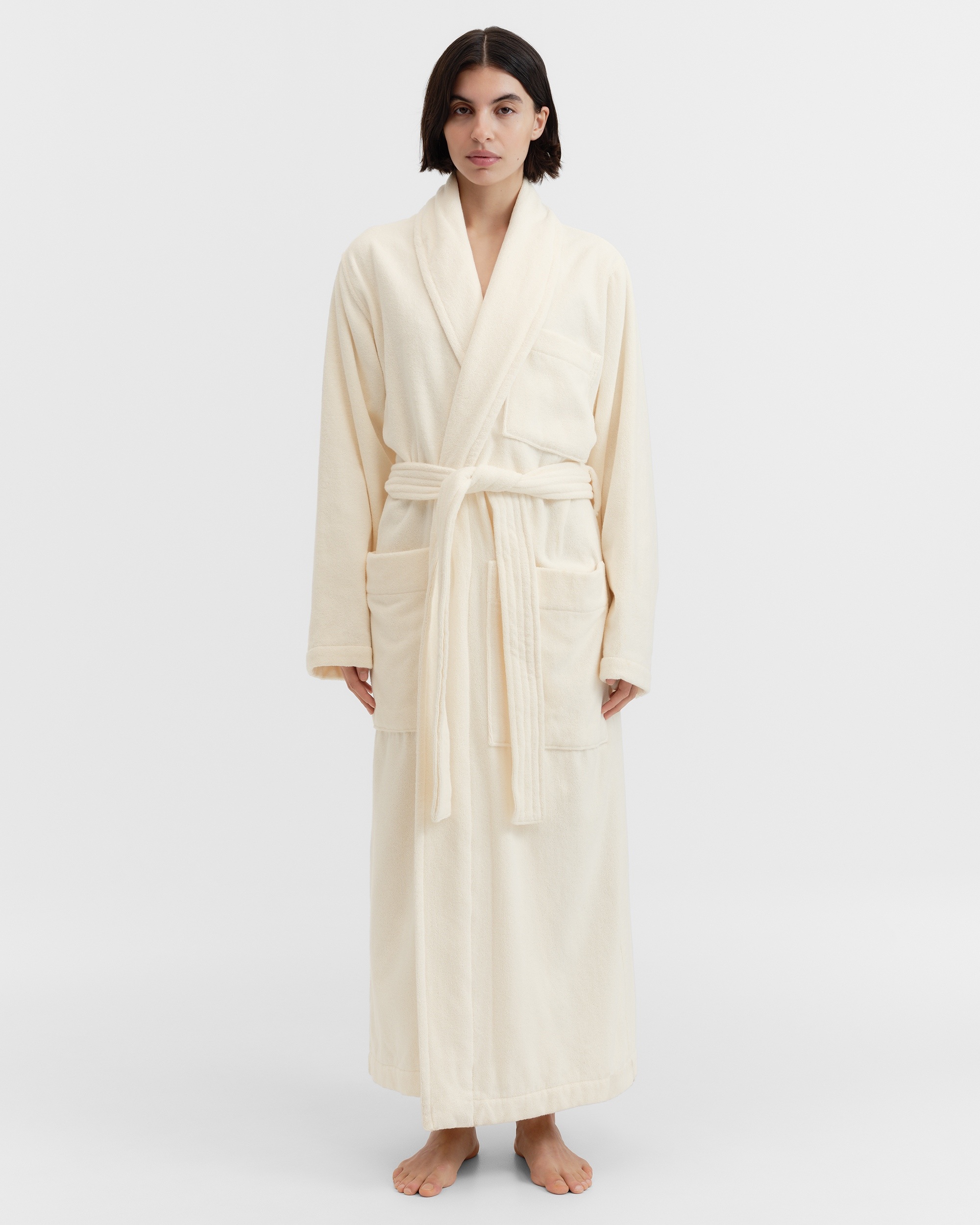 Classic bathrobe – striped – Marseille | Tekla Fabrics