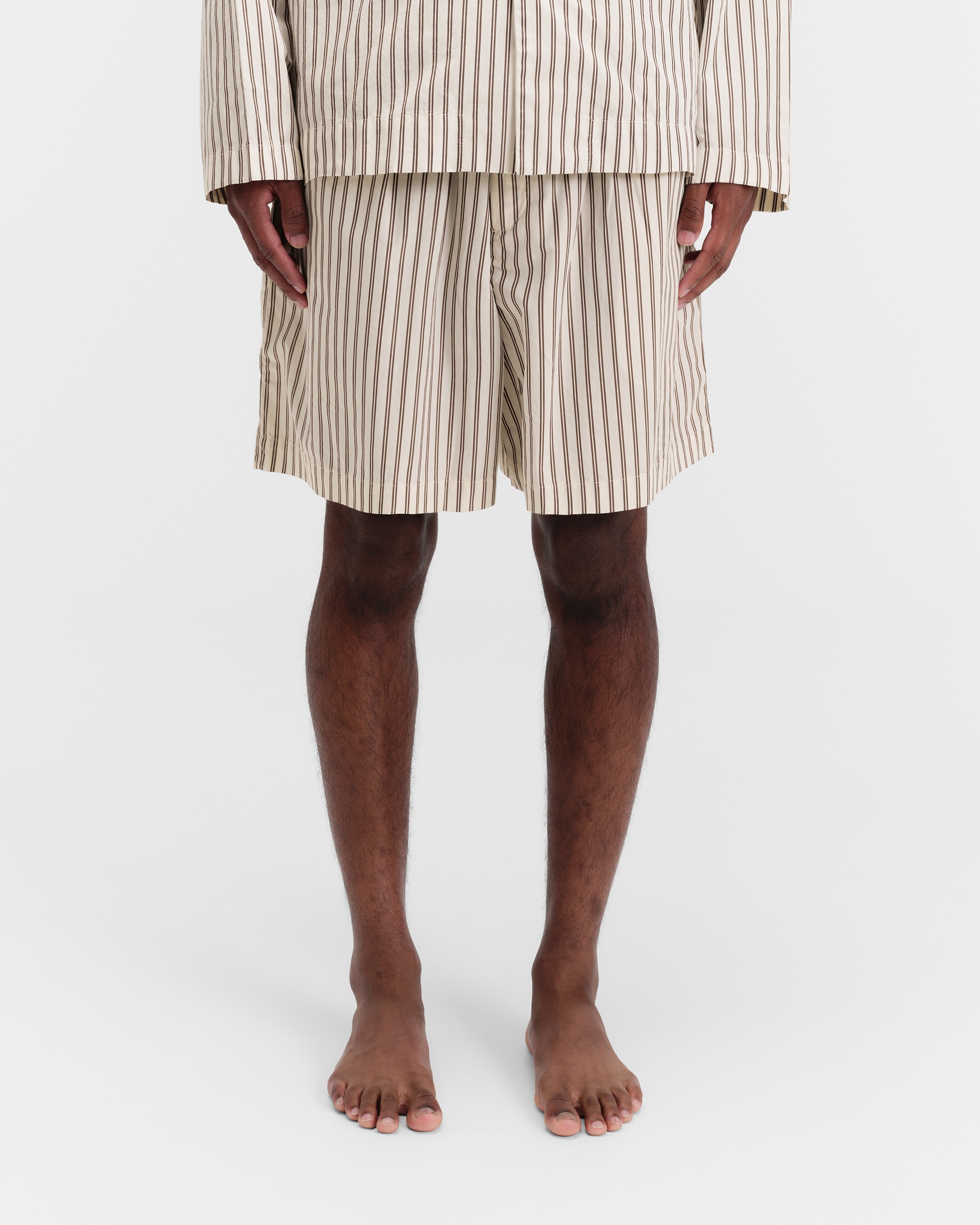 Poplin pyjamas – shorts – Pin Stripes | Tekla Fabrics