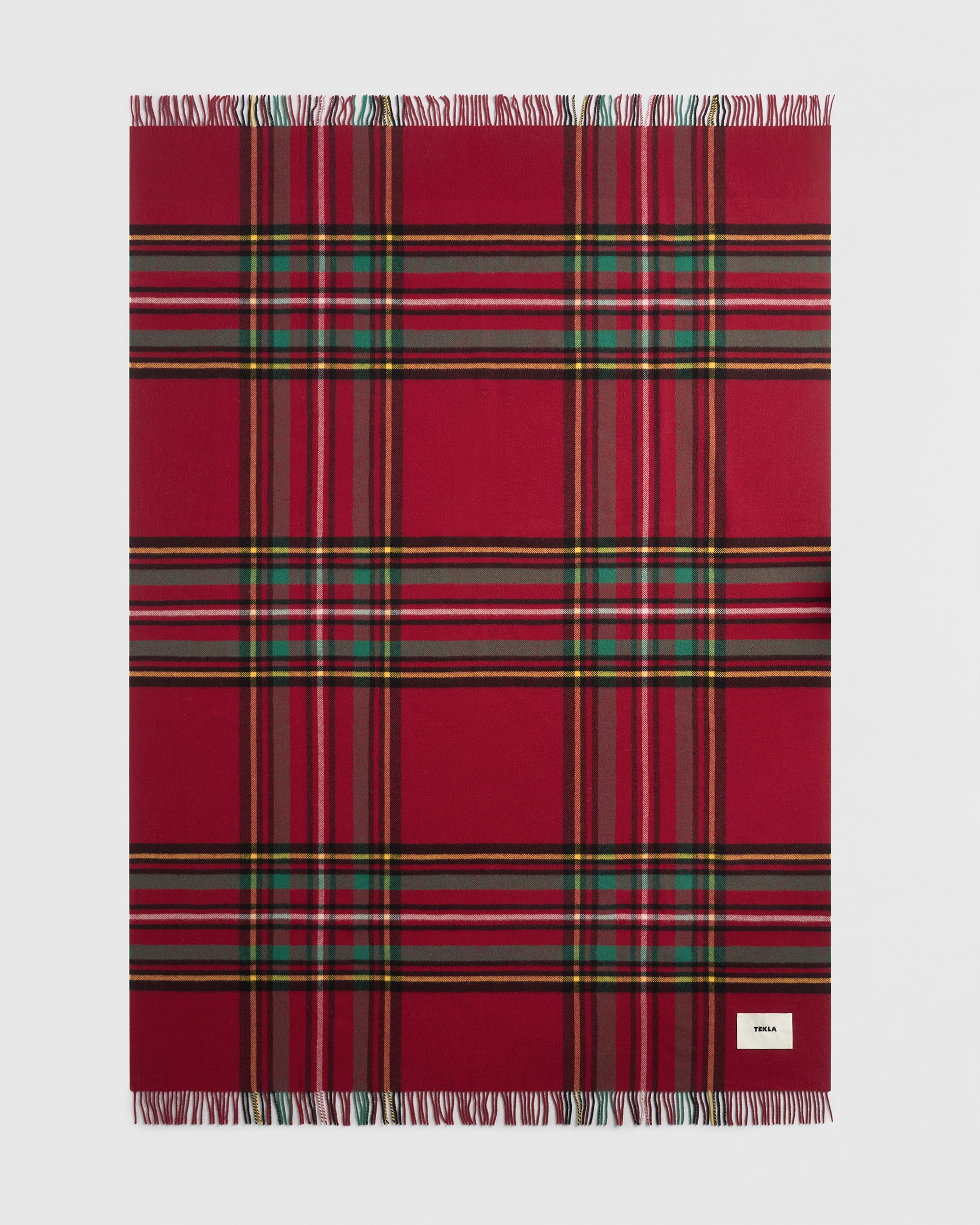 Fringed blanket - Blue Plaid | Tekla Fabrics