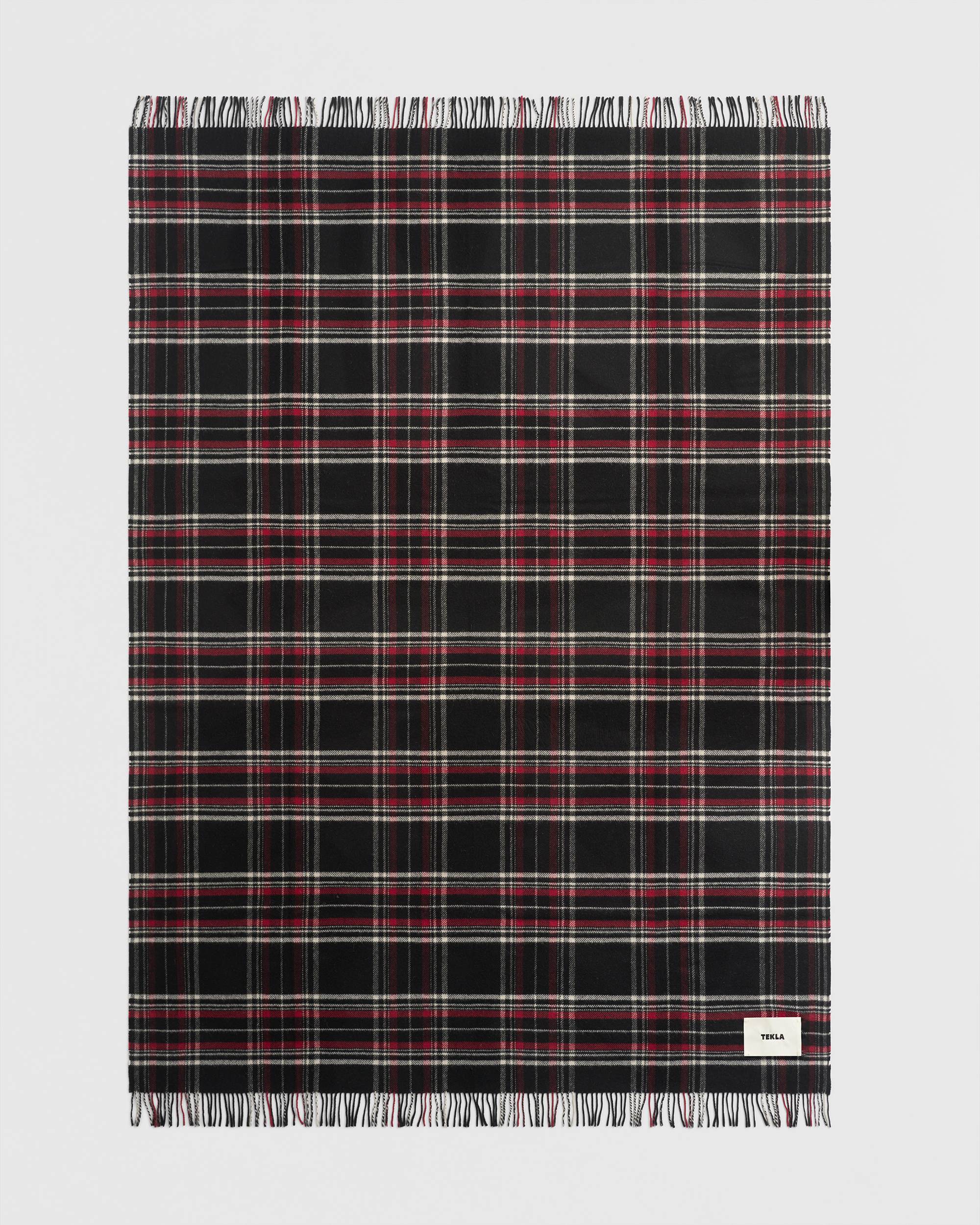 Fringed blanket - Blue Plaid | Tekla Fabrics