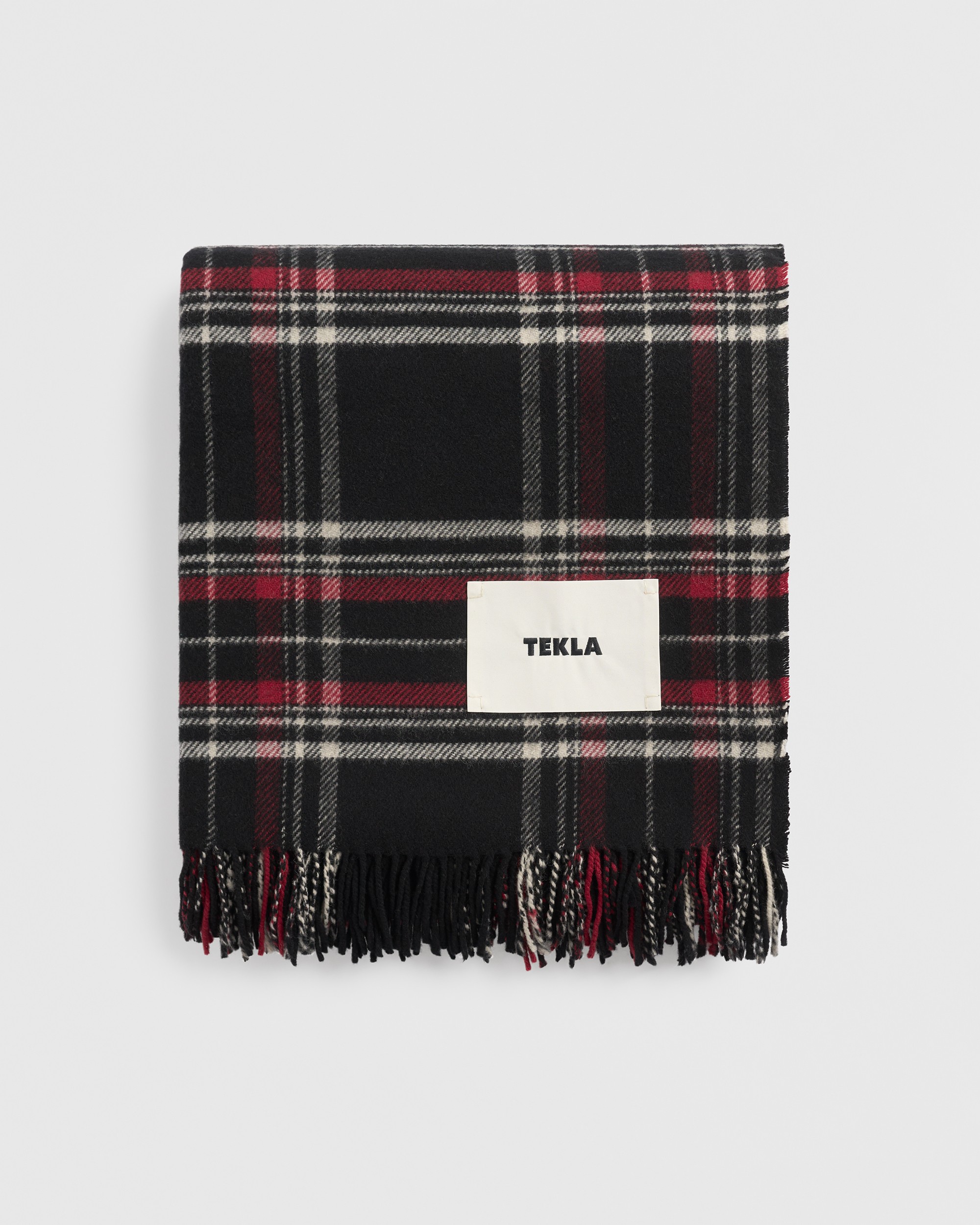 Fringed blanket - Blue Plaid | Tekla Fabrics