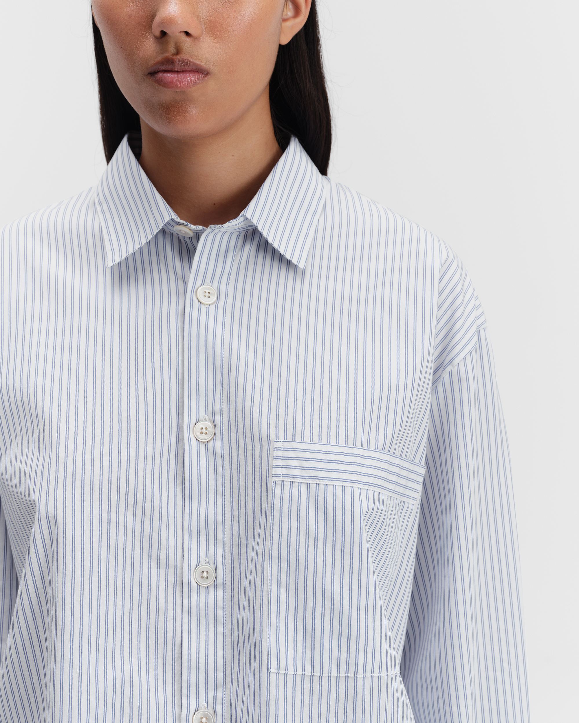 Poplin loungewear – Relaxed long-sleeved shirt – Orchid Stripes