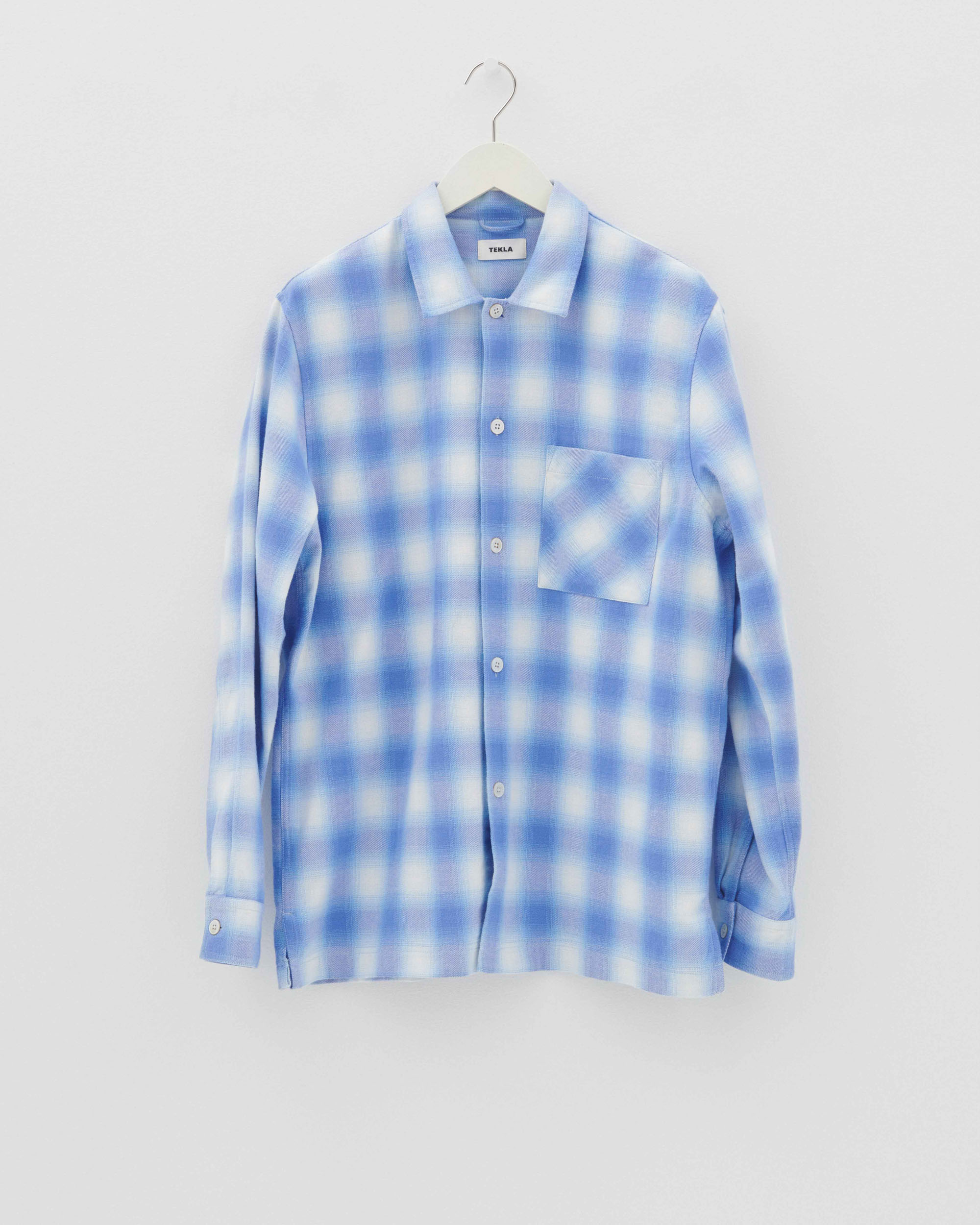 Flannel loungewear – long-sleeved shirt – Light Blue Plaid