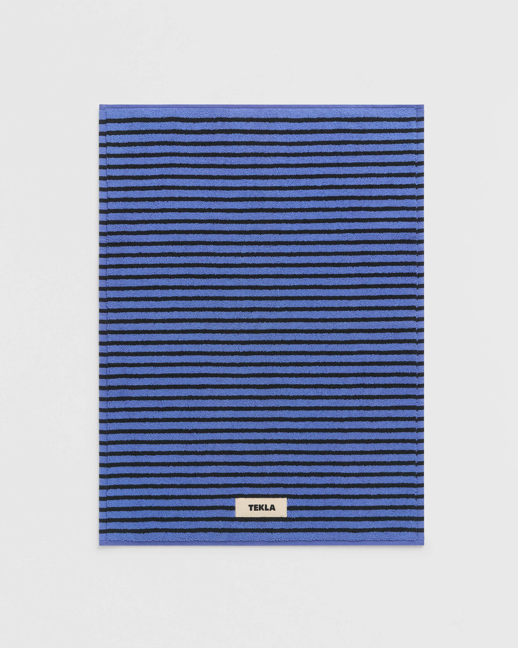 Tekla Fabrics Bath mat - striped – Blue and Black