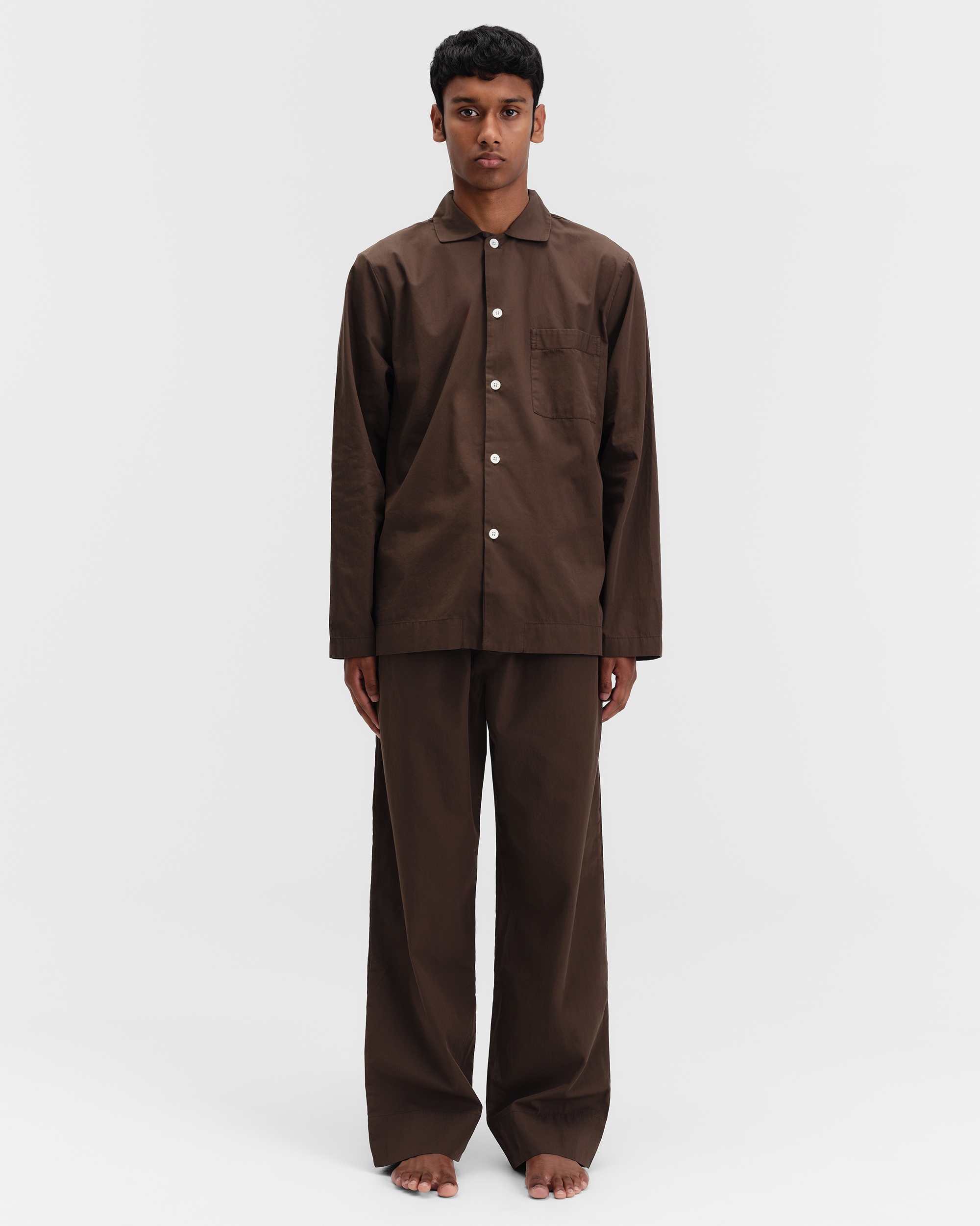 インナー・ルームウェアその他 TEKLA Brown Poplin Shirt Tekla Poplin Long Sleeve Shirt - Coffee – Pan After