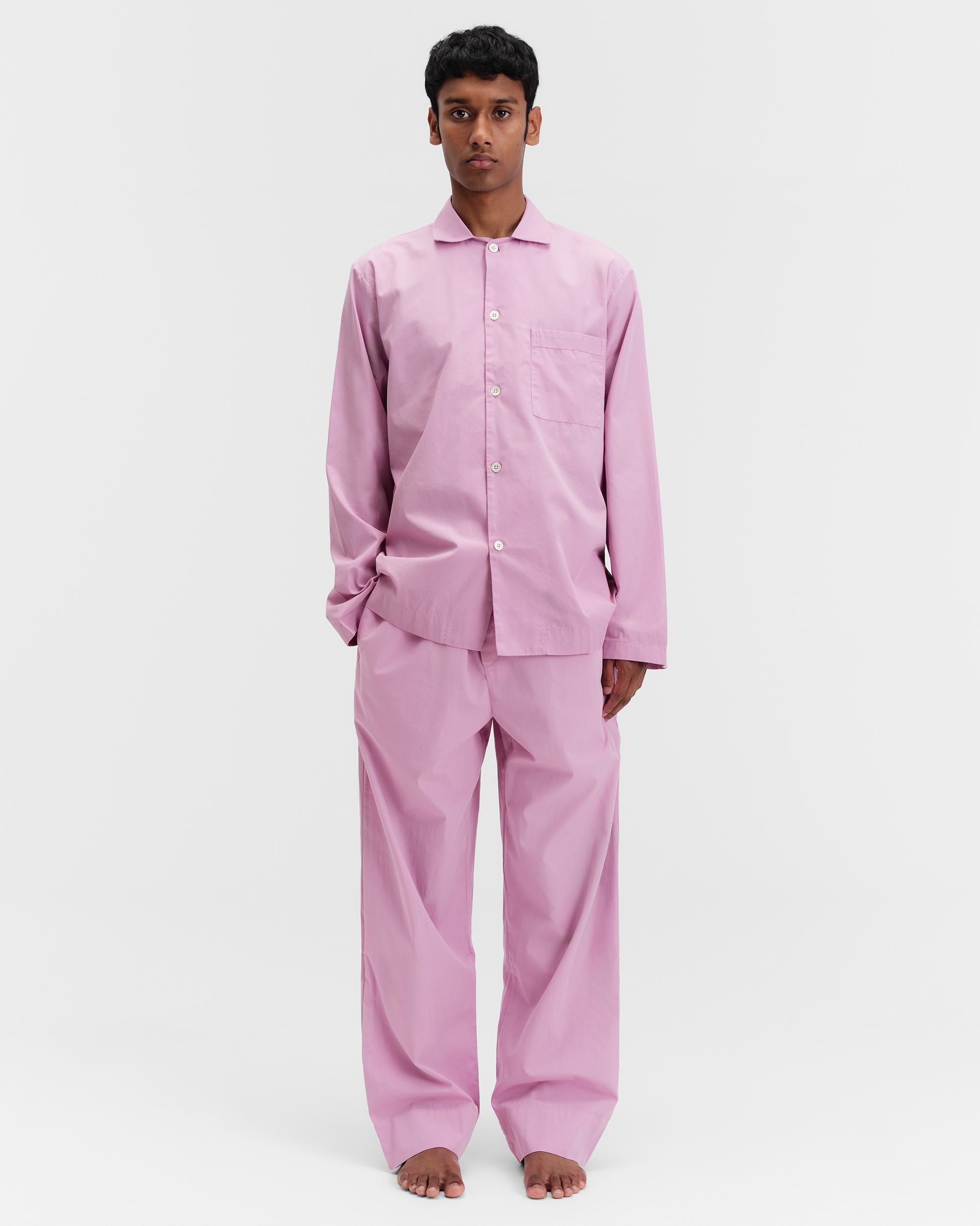 Tシャツ・カットソー TEKLA FW25 Pink poplin shirt (POPLINPYJAMASSHIRT PURPIN) shirt Tシャツ・カットソー FW25 TEKLA (POPLINPYJAMASSHIRT PURPIN) poplin Pink