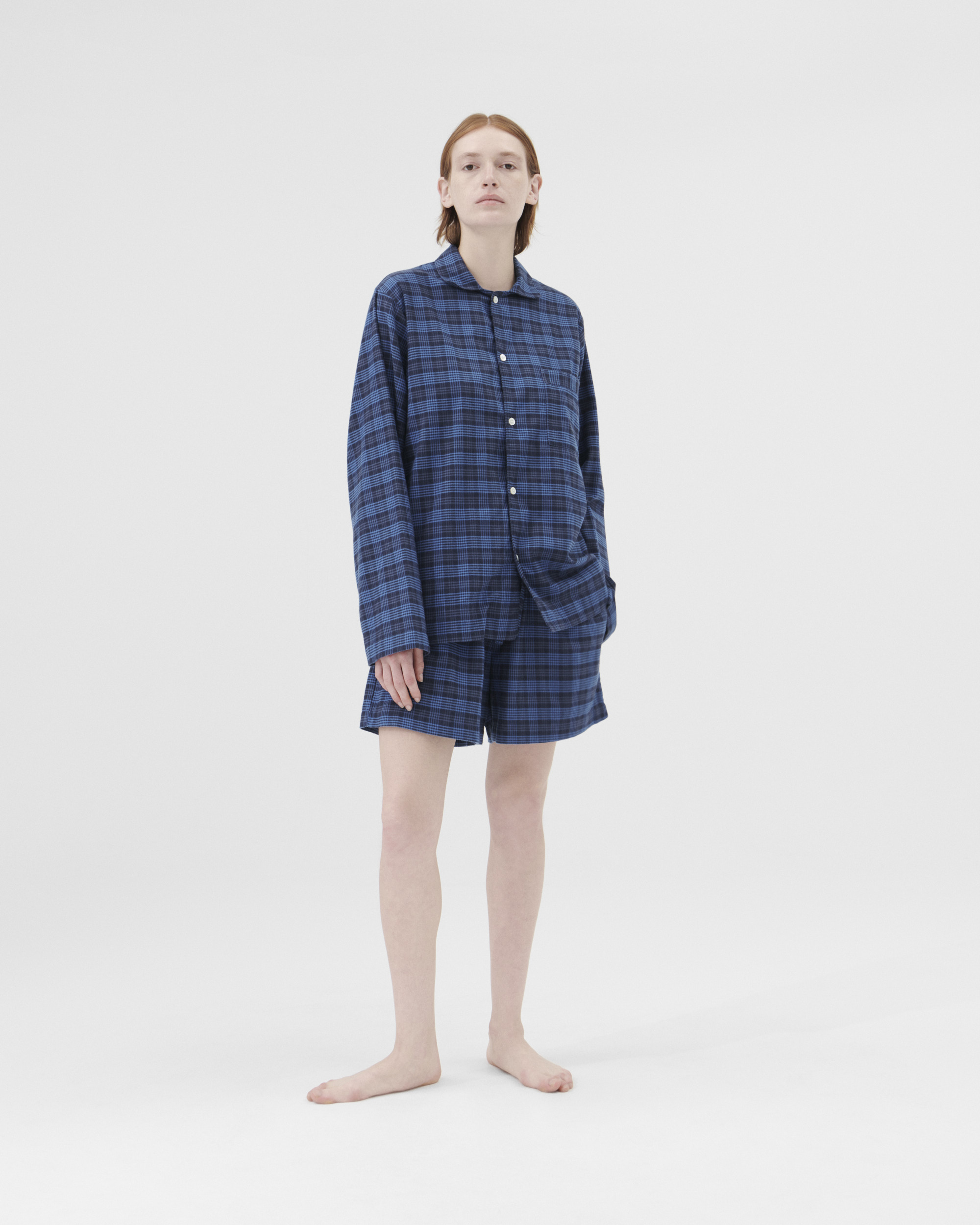 Flannel pyjamas – shorts – Blue Hour | Tekla Fabrics