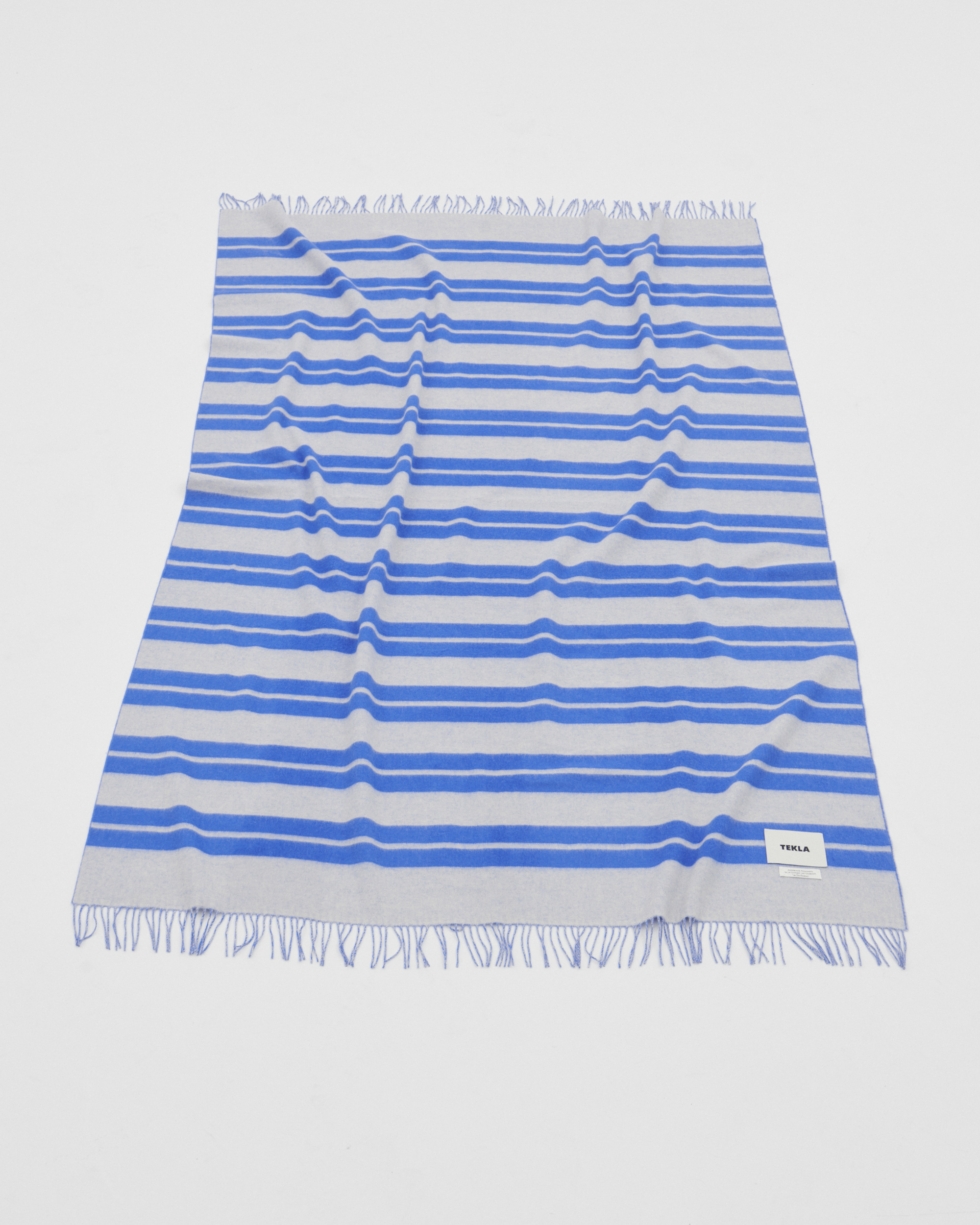 Lambswool blanket – Bleu and Blanc Stripes | Tekla Fabrics