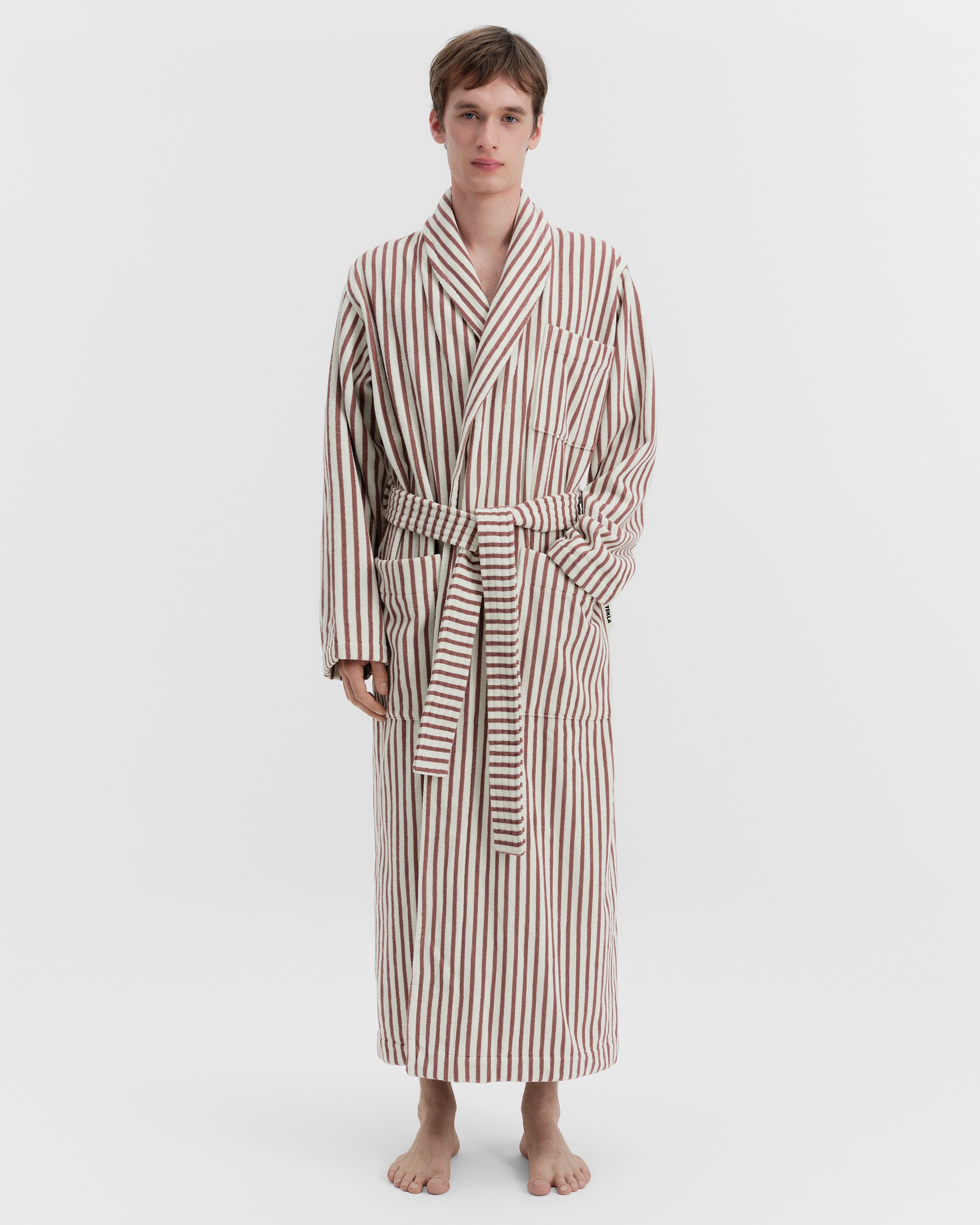 Classic bathrobe – striped – Marseille | Tekla Fabrics