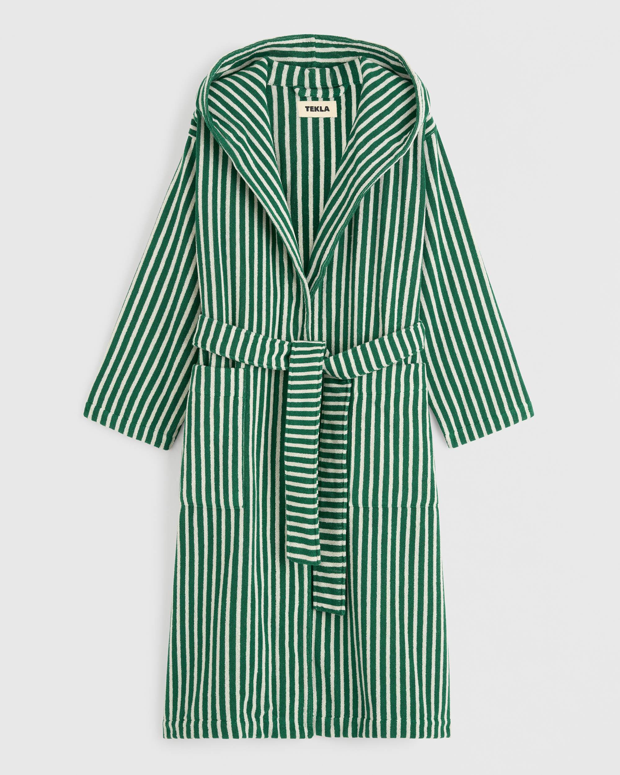 Classic Bathrobe - Striped - Teal Green Stripes | Tekla Fabrics