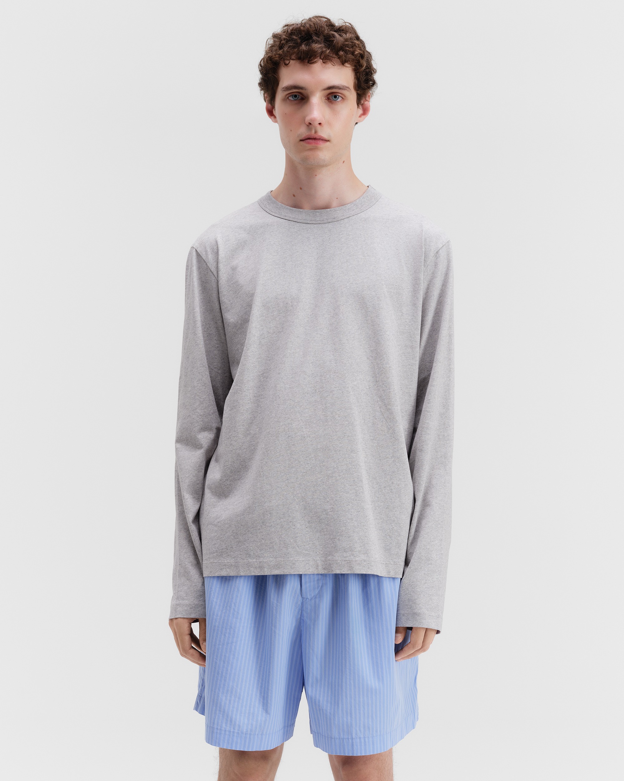 【関税込み】Tekla グレー Sleeping Tシャツ Sleeping T-Shirt - Long Sleeved - Grey Melange | Tekla Fabrics