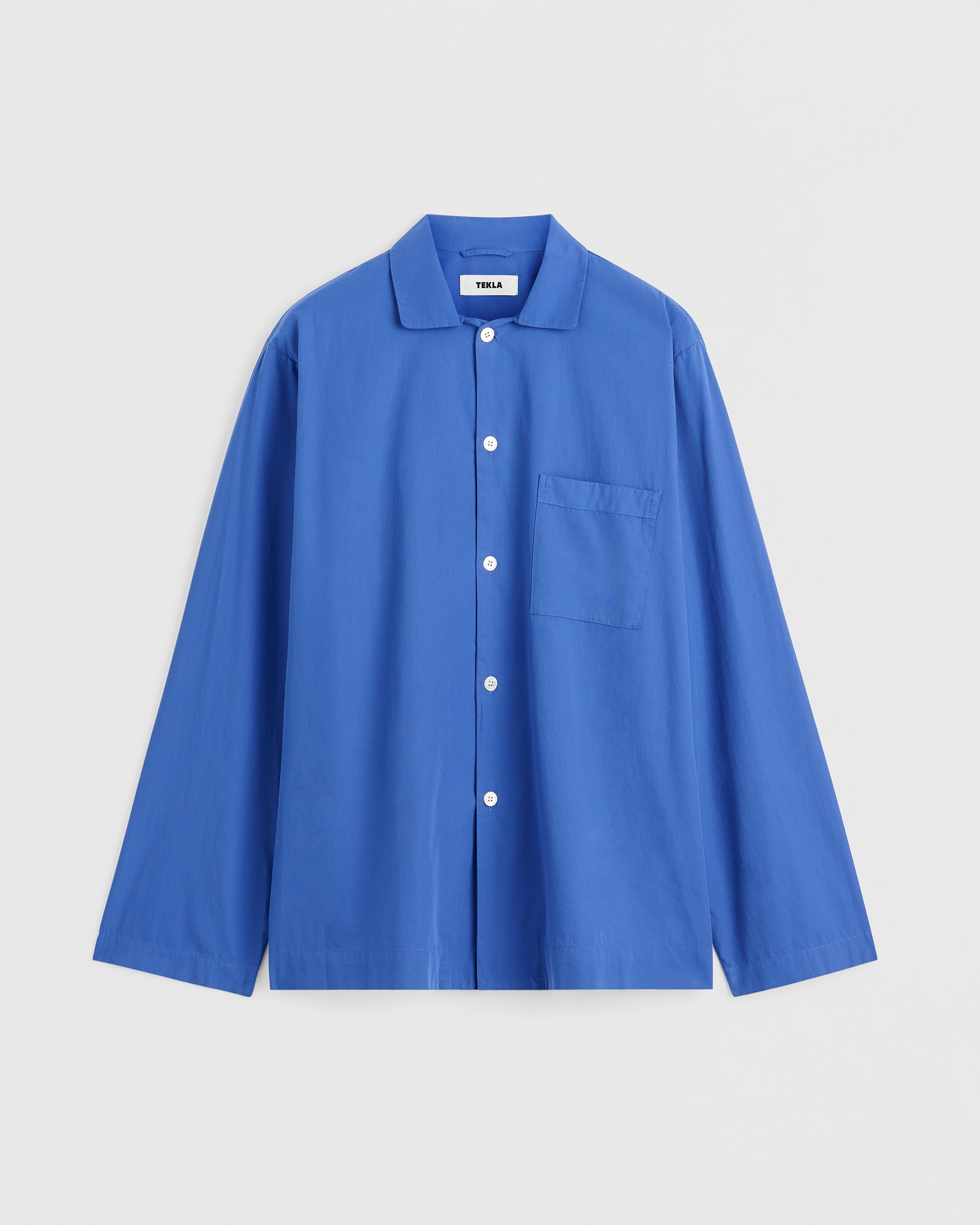 Poplin pyjamas – long-sleeved shirt – Royal Blue | Tekla Fabrics