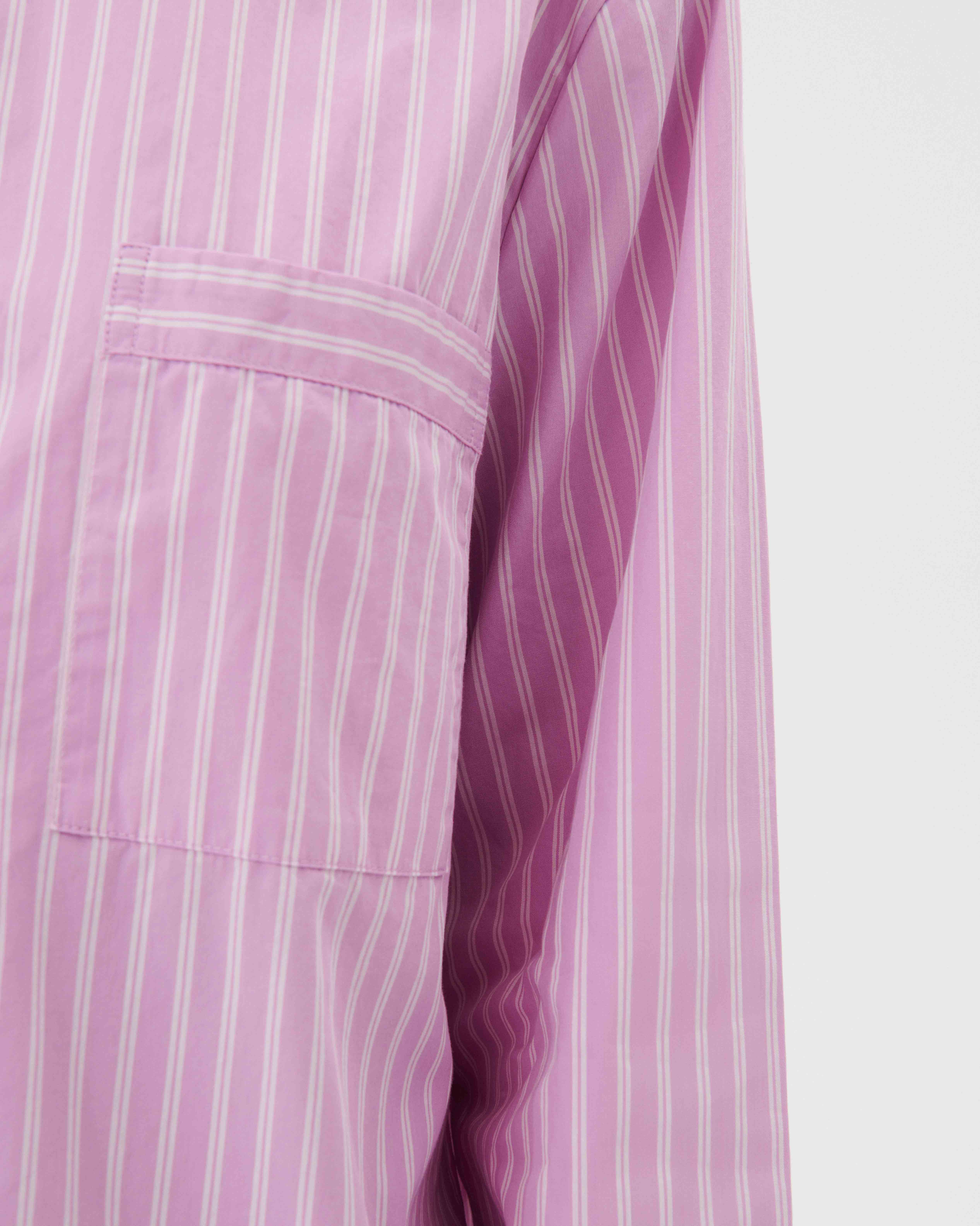 Poplin pyjamas – long-sleeved shirt – Purple Pink Stripes | Tekla Fabrics