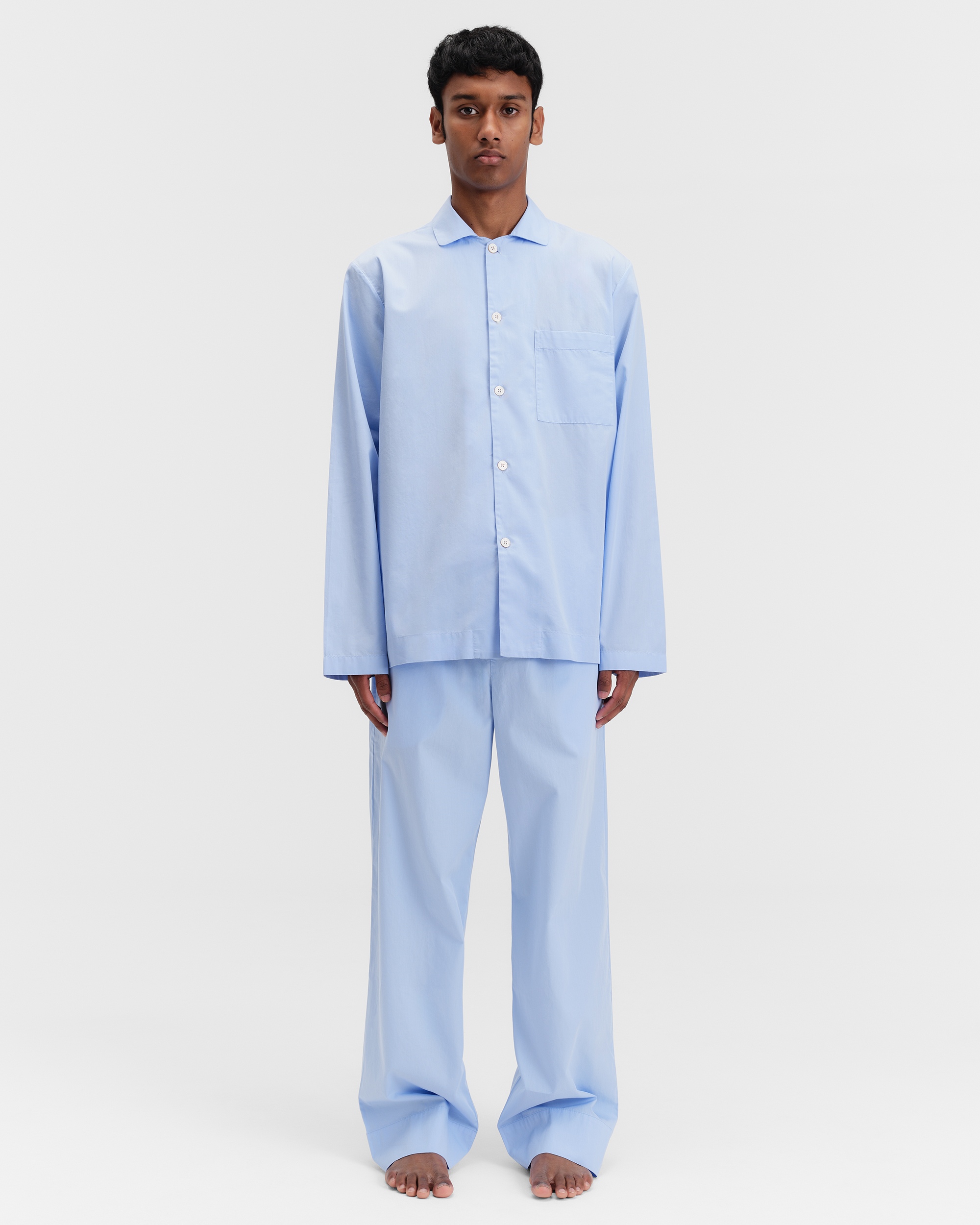 Poplin pyjamas – pants – Shirt Blue | Tekla Fabrics