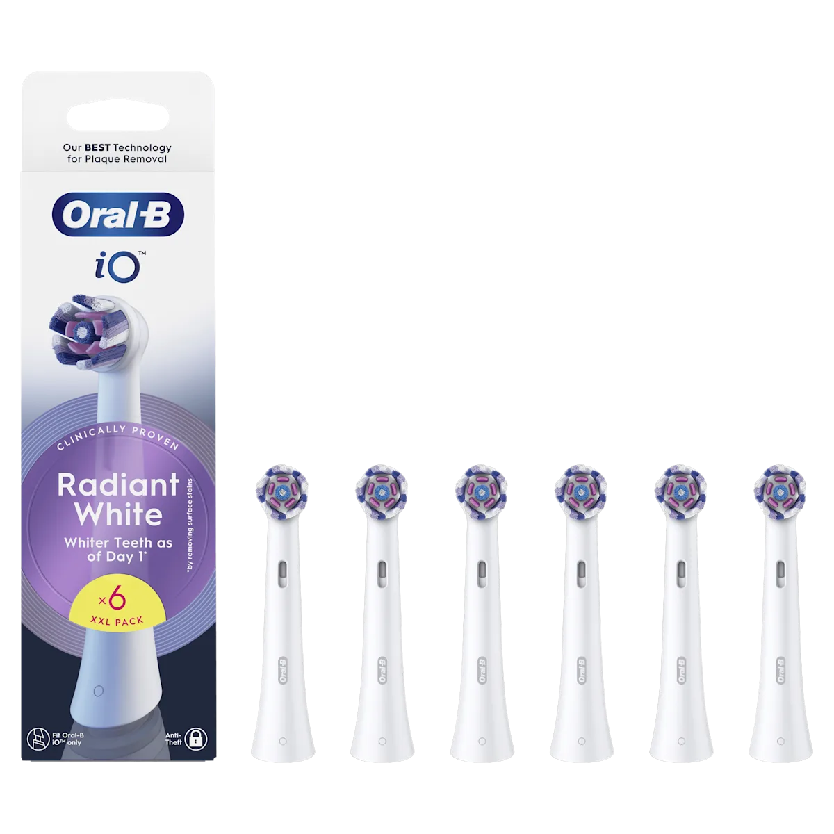OralB iO Radiant White Cabezales Blancos pack de 6 recambios