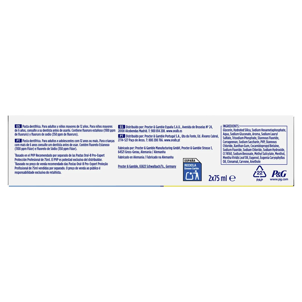 Oral-B Pro-Expert pasta de dientes, pack ahorro con dos tubos, ofreciendo 24 horas de protección.