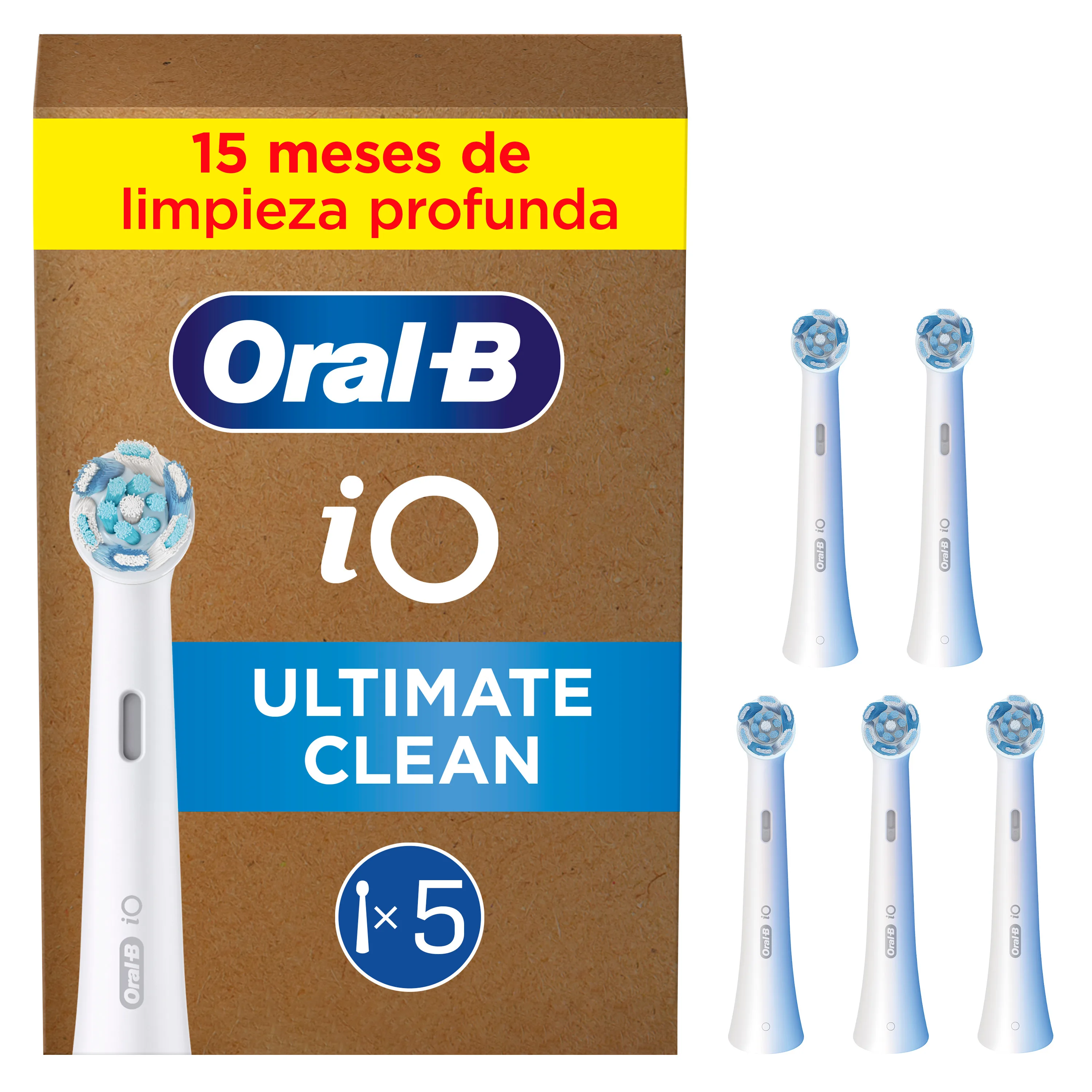 Oral-B iO cabezales de recambio Ultimate Clean, paquete de 3 unidades, para una limpieza superior.