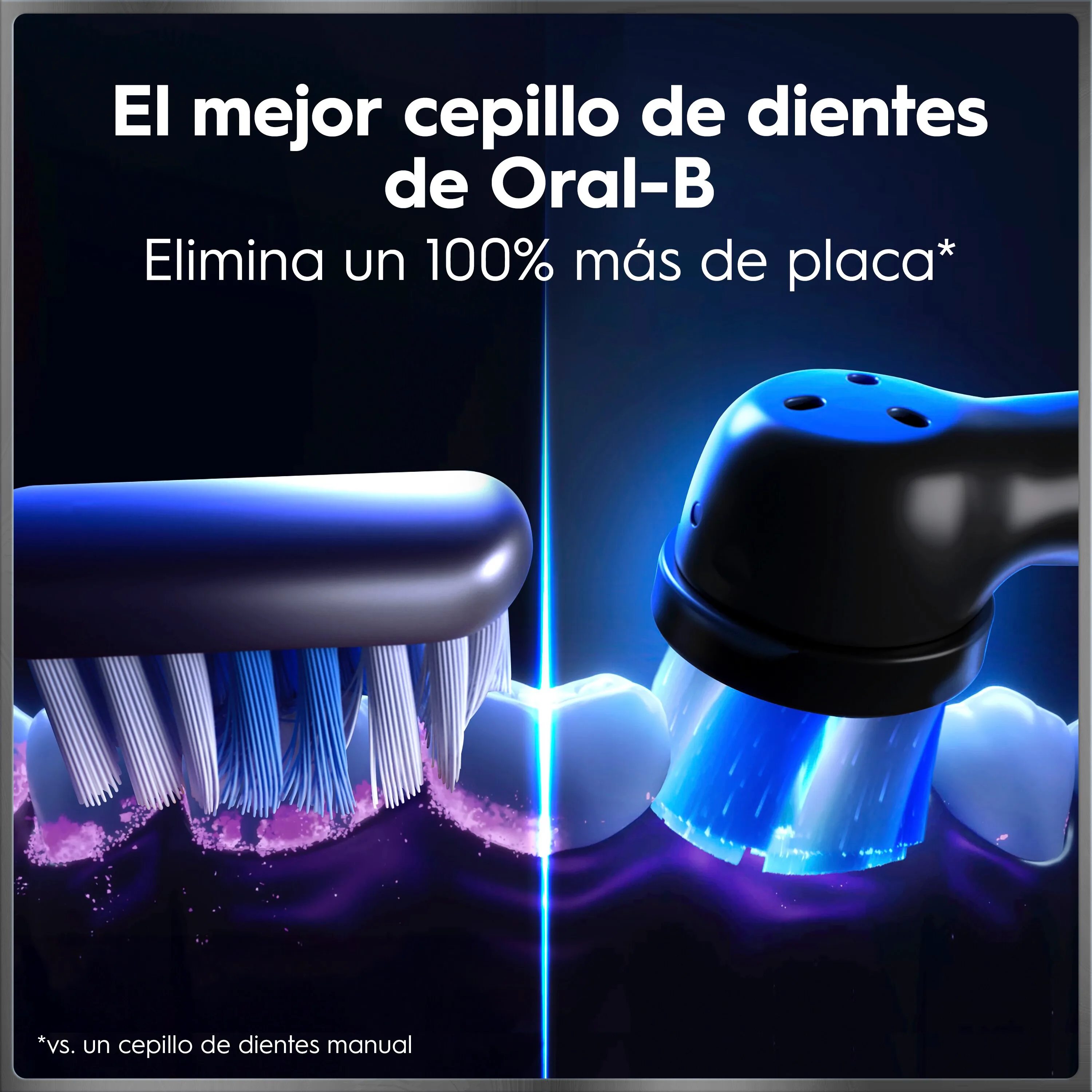 App de Oral-B muestra cobertura de cepillado en smartphone al usar un cepillo eléctrico con guía digital.