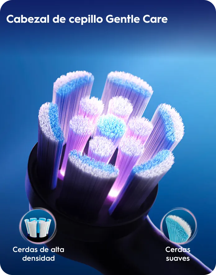 Gentle Care brush head featuring high-density, soft bristles for effective and gentle cleaning.