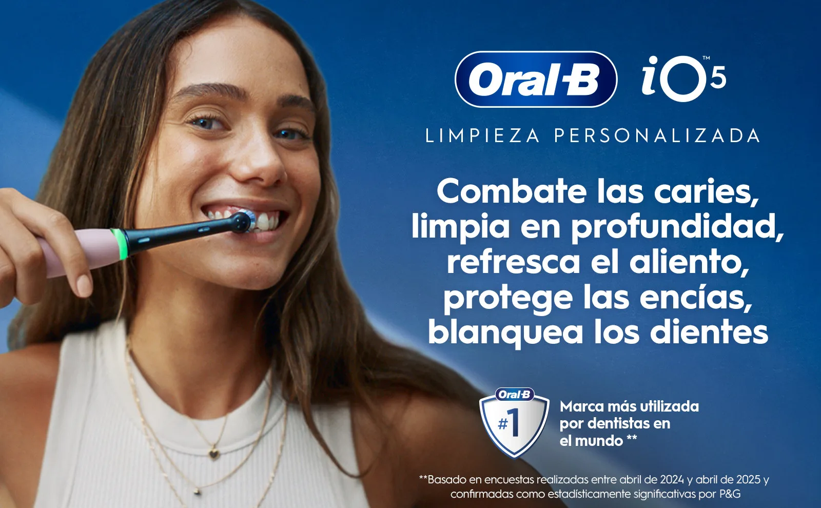 Cepillo eléctrico Oral-B iO5 para limpieza personalizada con múltiples beneficios dentales