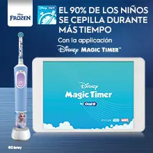 Logo de Oral-B con texto sobre cómo es la marca más utilizada por los dentistas en todo el mundo.
