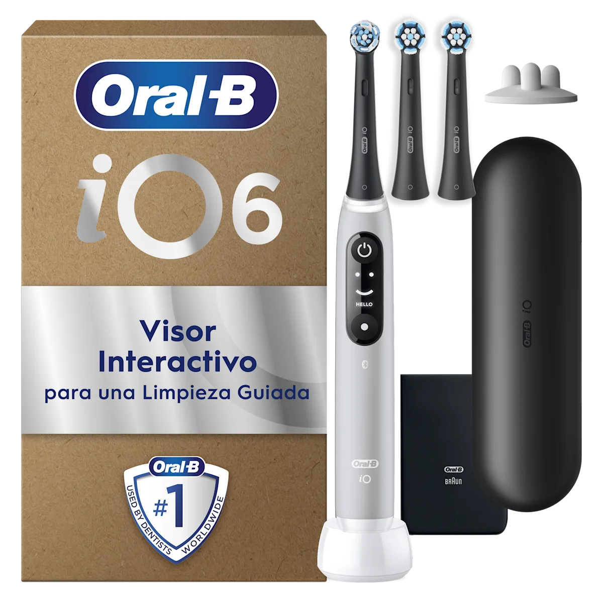 Cepillo de dientes eléctrico iO6 Gris con 3 cabezales y estuche de viaje