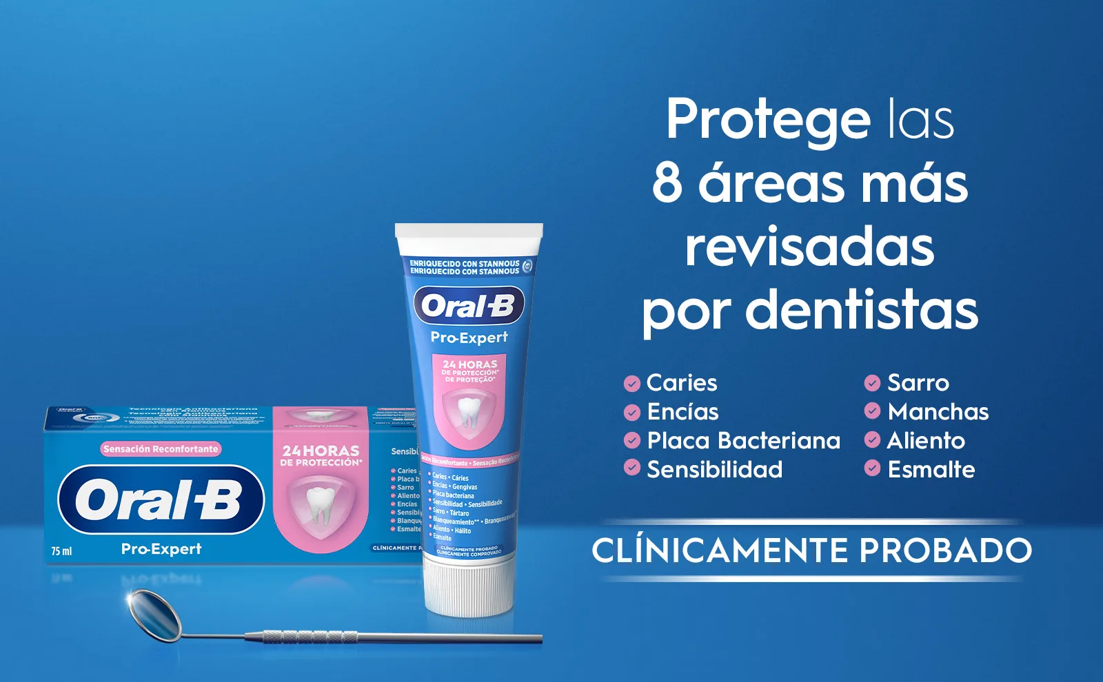 Oral-B Pro-Expert protects the 8 areas dentists check most such as plaque and cavities.