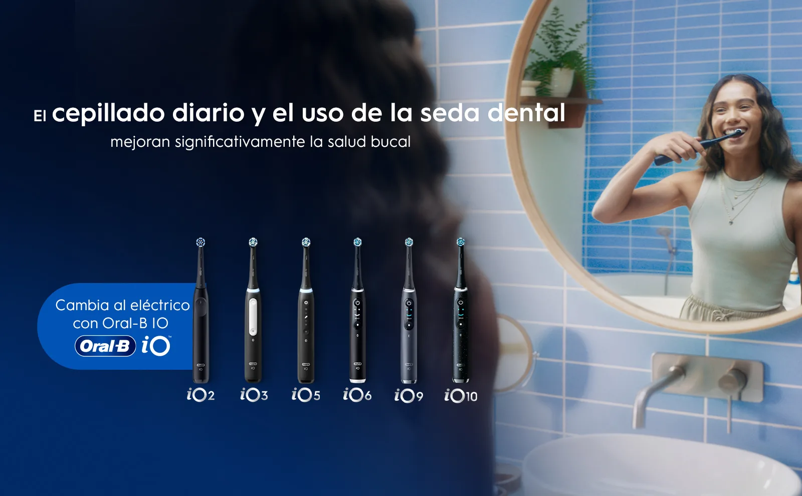 Imagen de cepillo de dientes manual vs. eléctrico, que elimina más placa, y seda dental en medio.