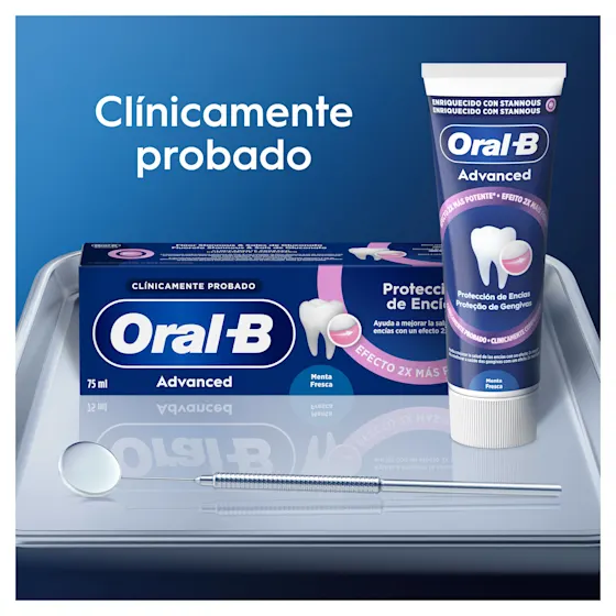 Oral-B Advanced, clínicamente probado, ayuda a mejorar la salud de las encías con un efecto 2x más potente.