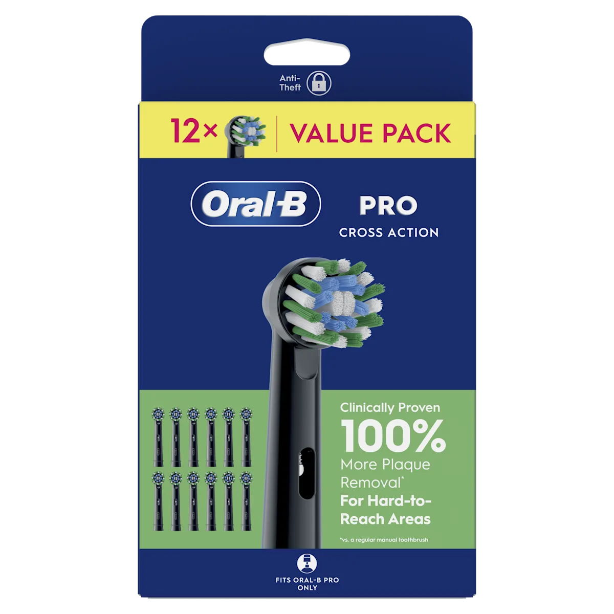 OralB Cross Action Cabezales de recambio pack de 12 Negro