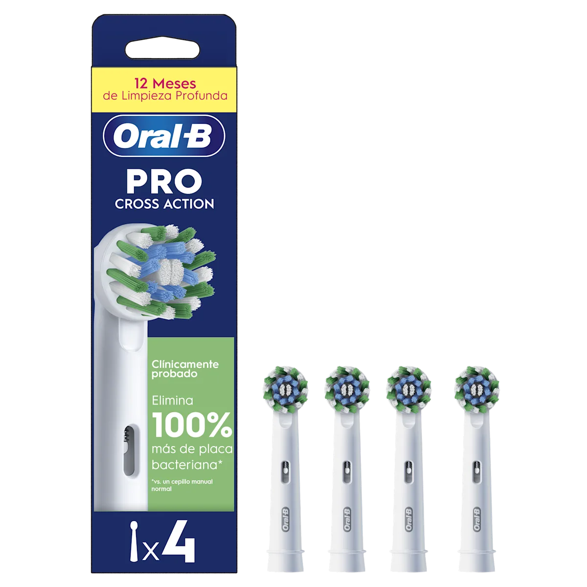OralB Cross Action Cabezales de recambio pack de 4 Blanco