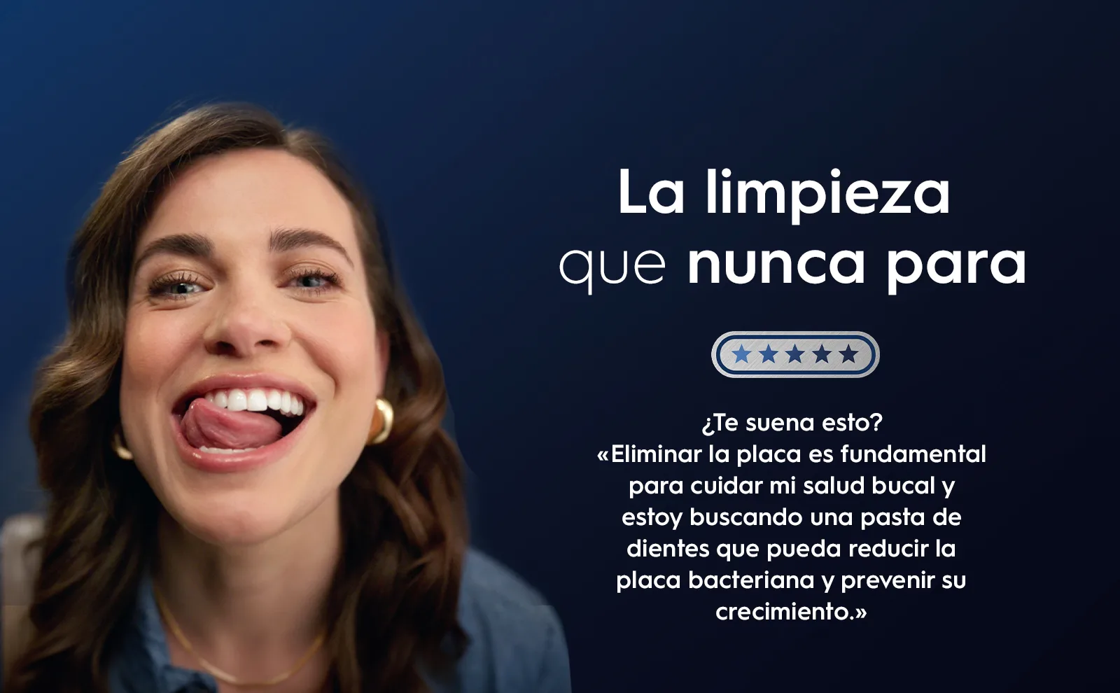 Text reads 'The clean that never stops' next to a smiling woman.