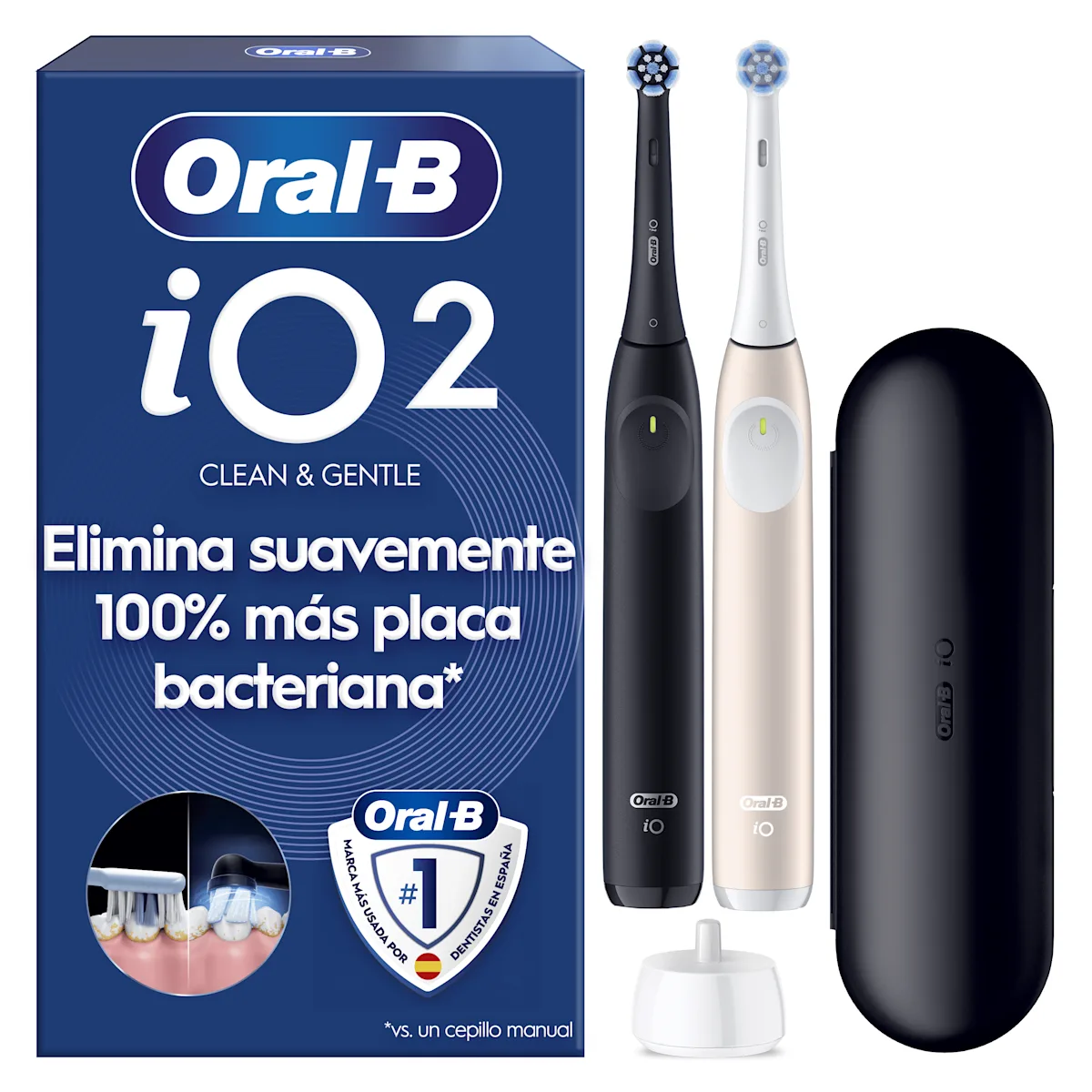 Pack de 2 cepillos eléctricos iO2 Negro y Rosa