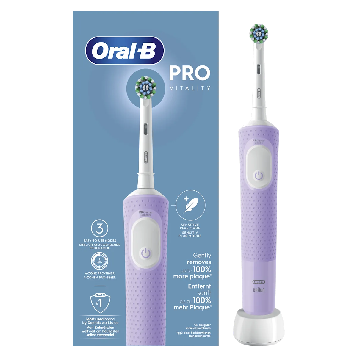 Cepillo de dientes eléctrico recargable Vitality Pro Morado