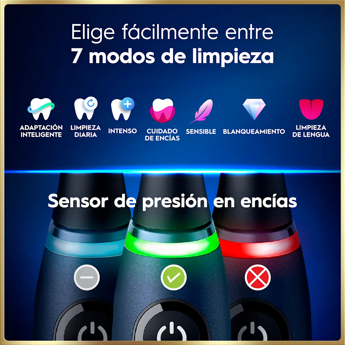 Cepillo de dientes eléctrico recargable iO9 Azul marino con 1 cabezal, funda de viaje y estuche magnético