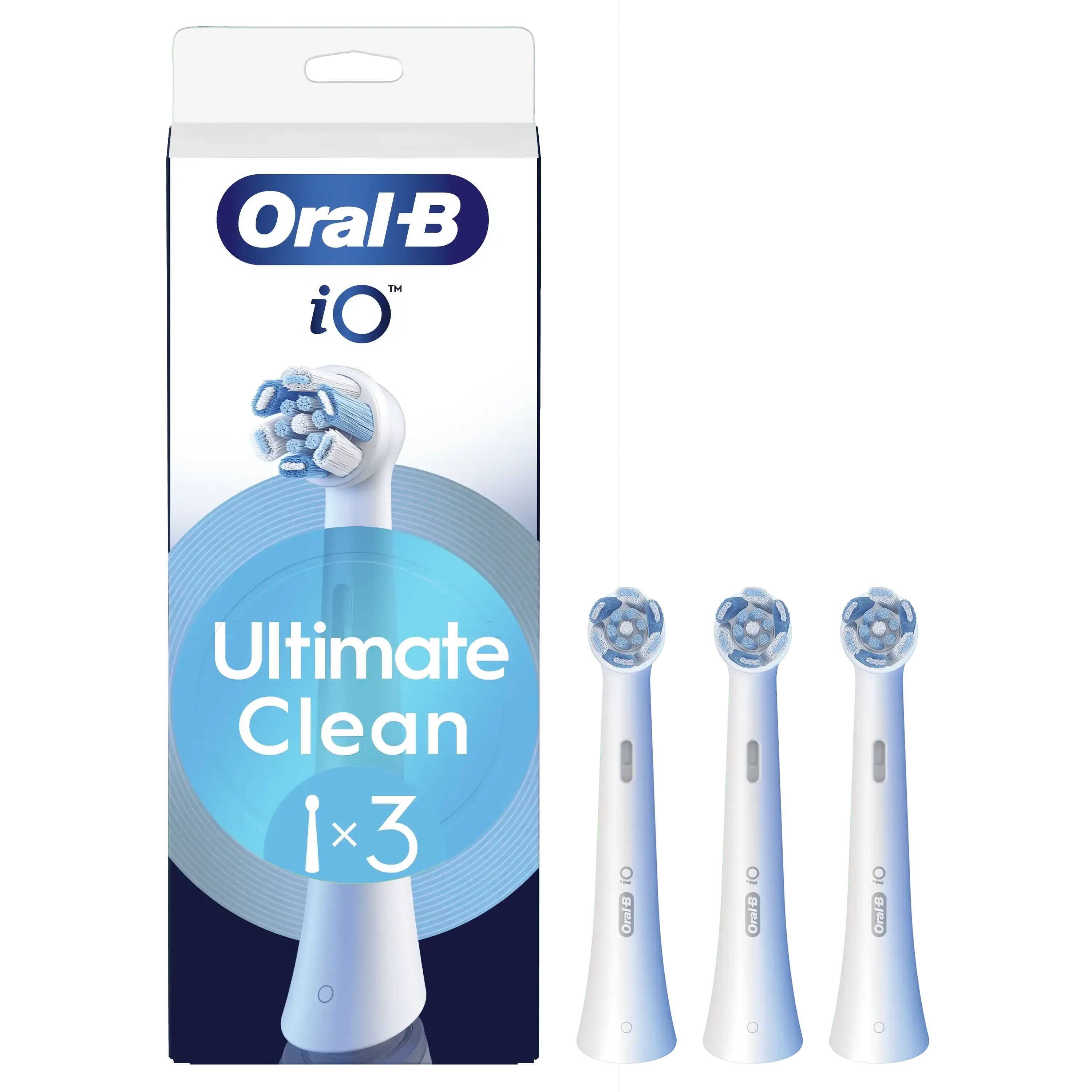 Oral-B iO cabezales de recambio Ultimate Clean, paquete de 3 unidades, para una limpieza superior.