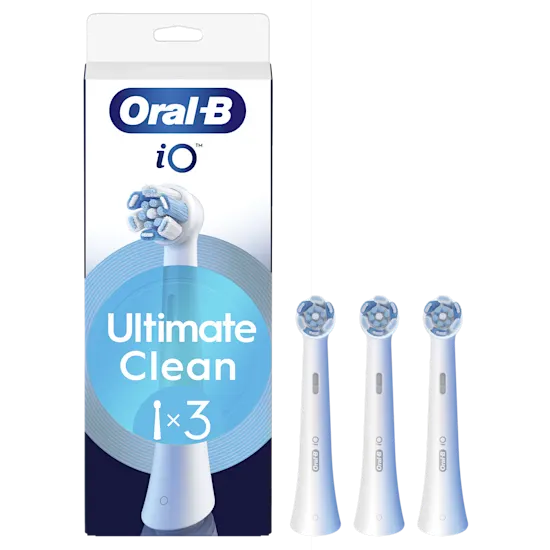 Oral-B iO cabezales de recambio Ultimate Clean, paquete de 3 unidades, para una limpieza superior.