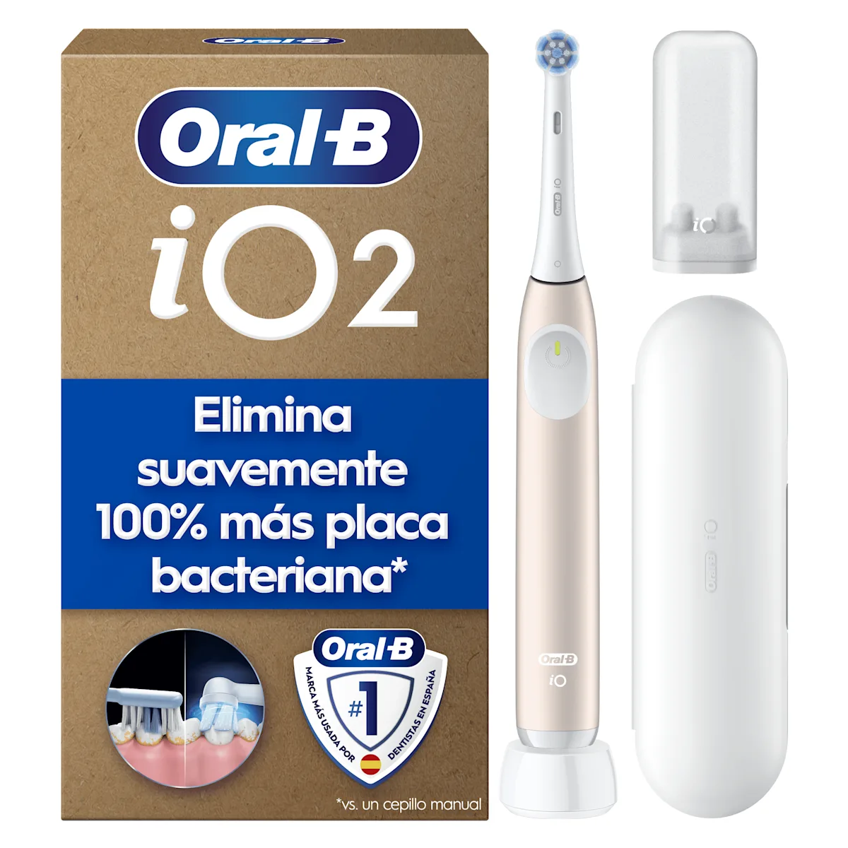 Cepillo de dientes recargable iO2 Rosa con funda de viaje