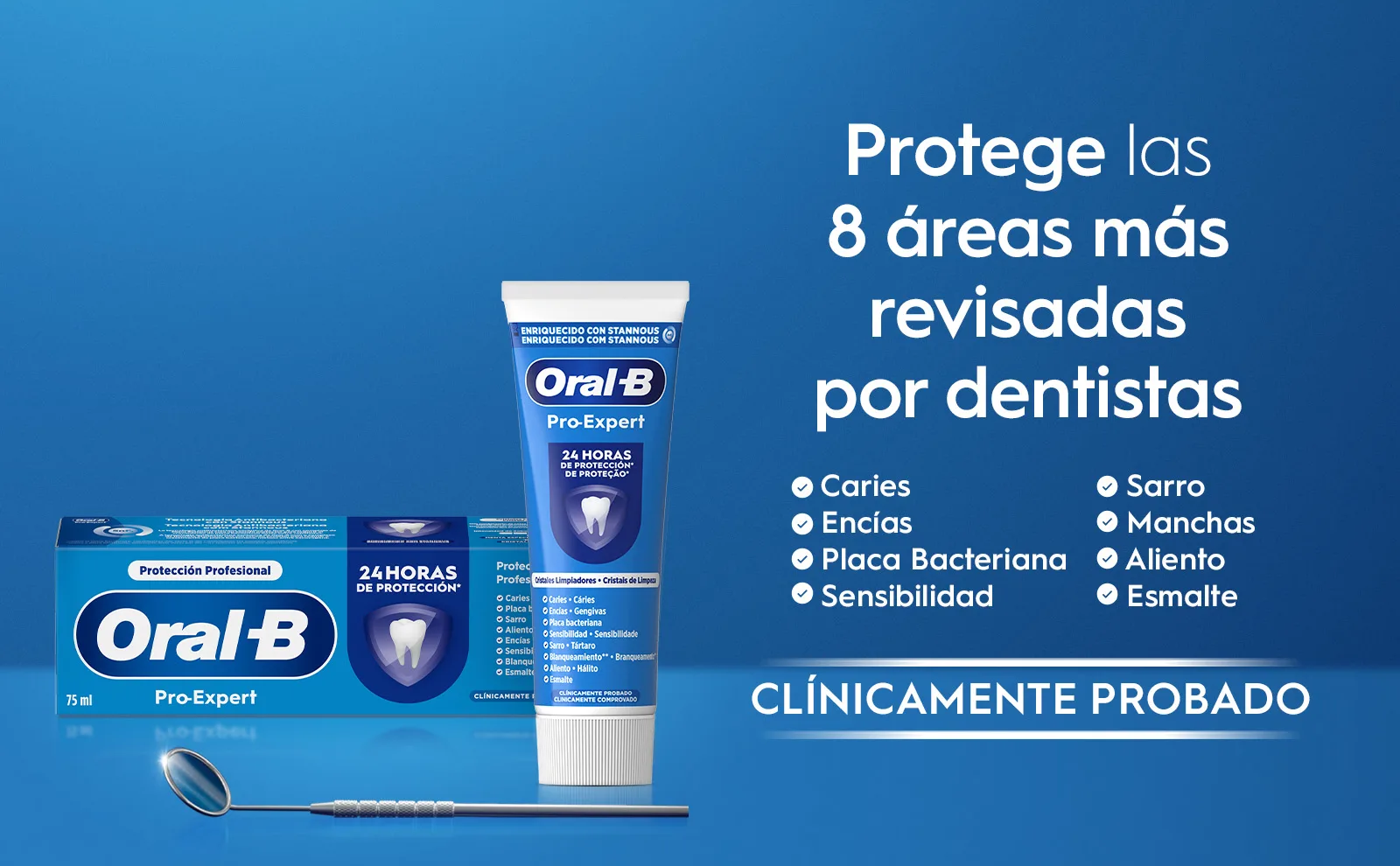 Oral-B Pro-Expert protects the 8 areas dentists check most such as plaque and cavities.
