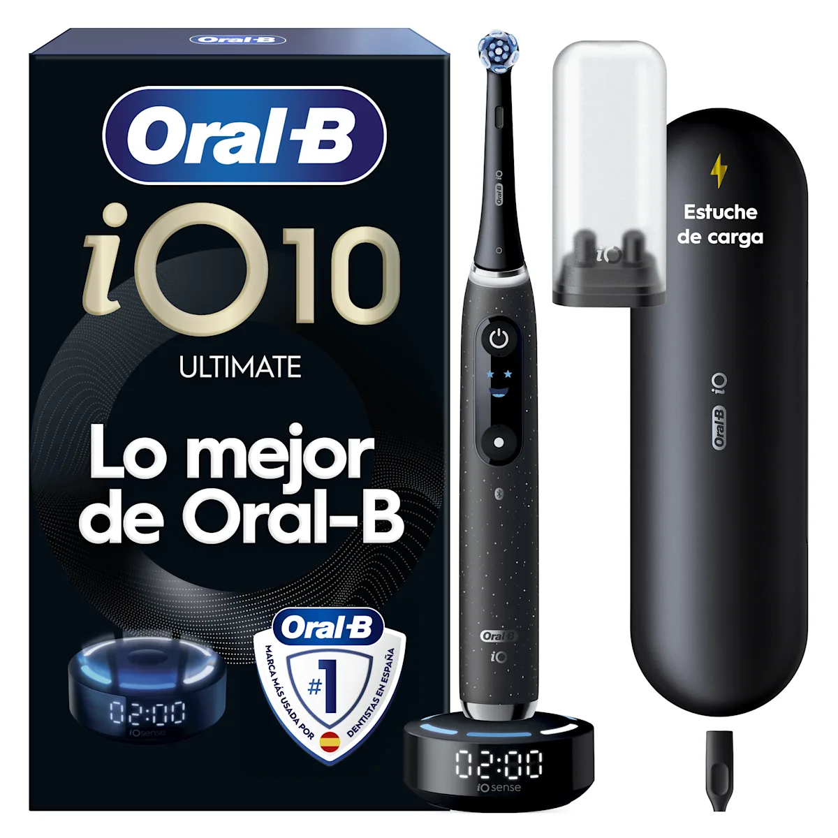 Cepillo de dientes recargable iO10 Negro con funda de viaje