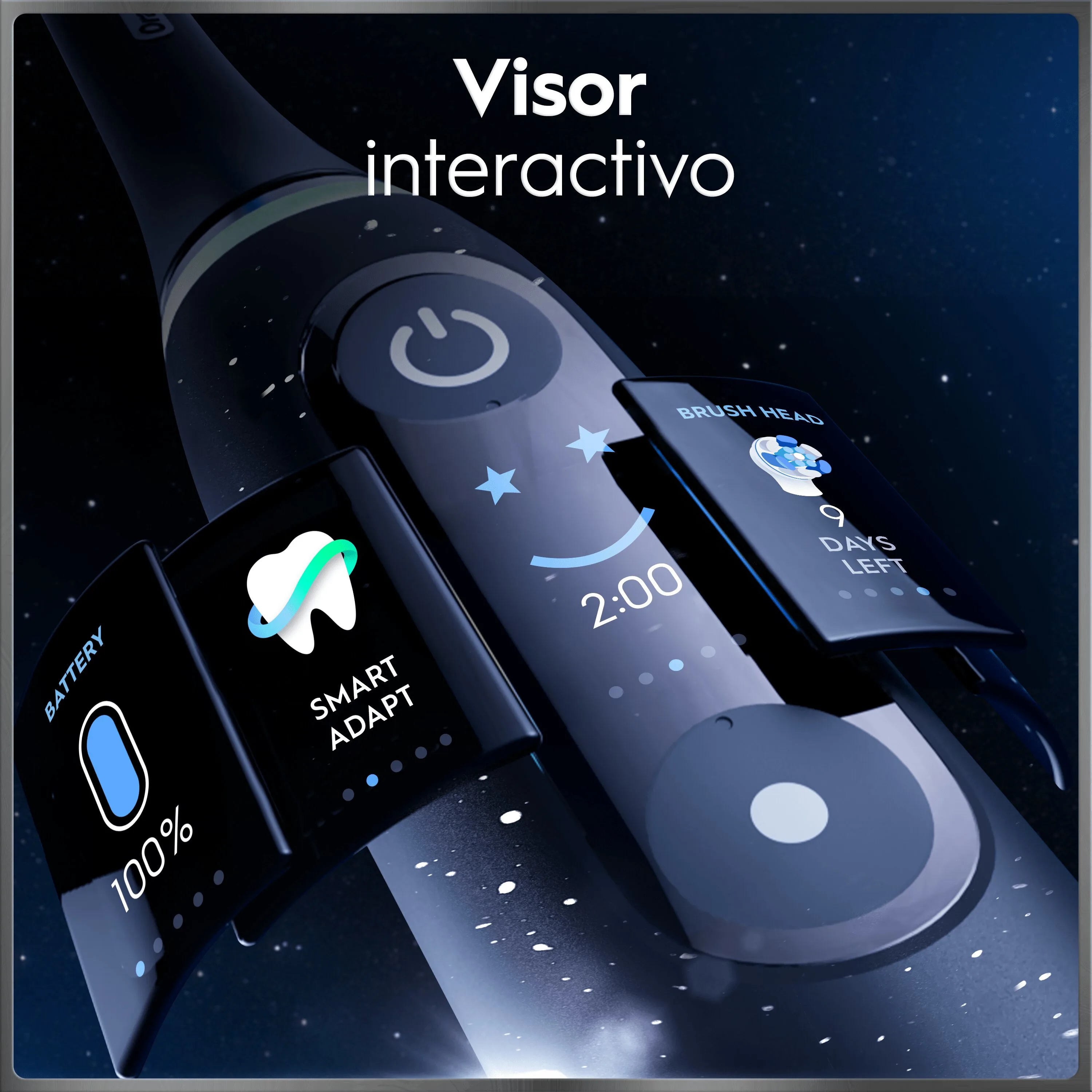 Interfaz de sincronización Oral-B y Apple Health para monitoreo de cepillado dental con gráfico semanal.