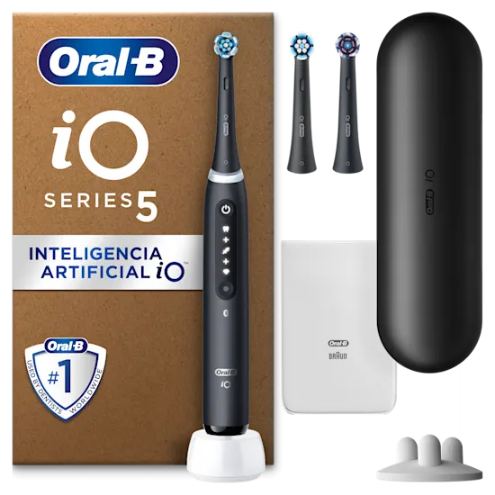 Oral-B iO5 cepillo de dientes eléctrico, destacando sus 5 modos de limpieza para una experiencia personalizada.