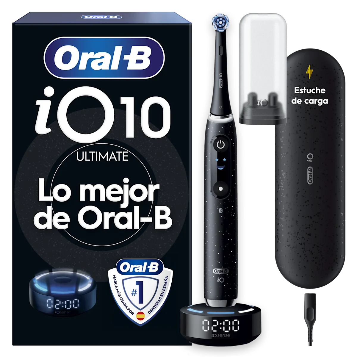 Cepillo de dientes recargable iO10 Negro con funda de viaje