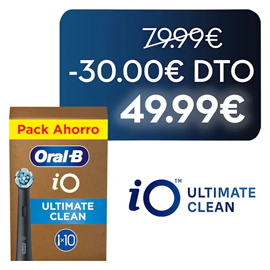 Oral-B iO cabezales de recambio Ultimate Clean, pack ahorro de 10 unidades.